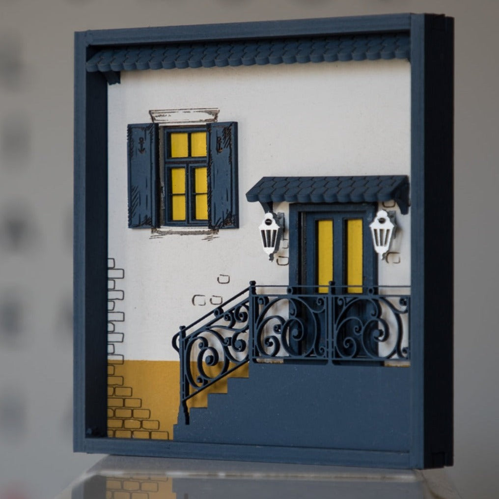 Εταιρικό Δώρο- Ξύλινο Κάδρο Μινιατούρα "Ionian House View"