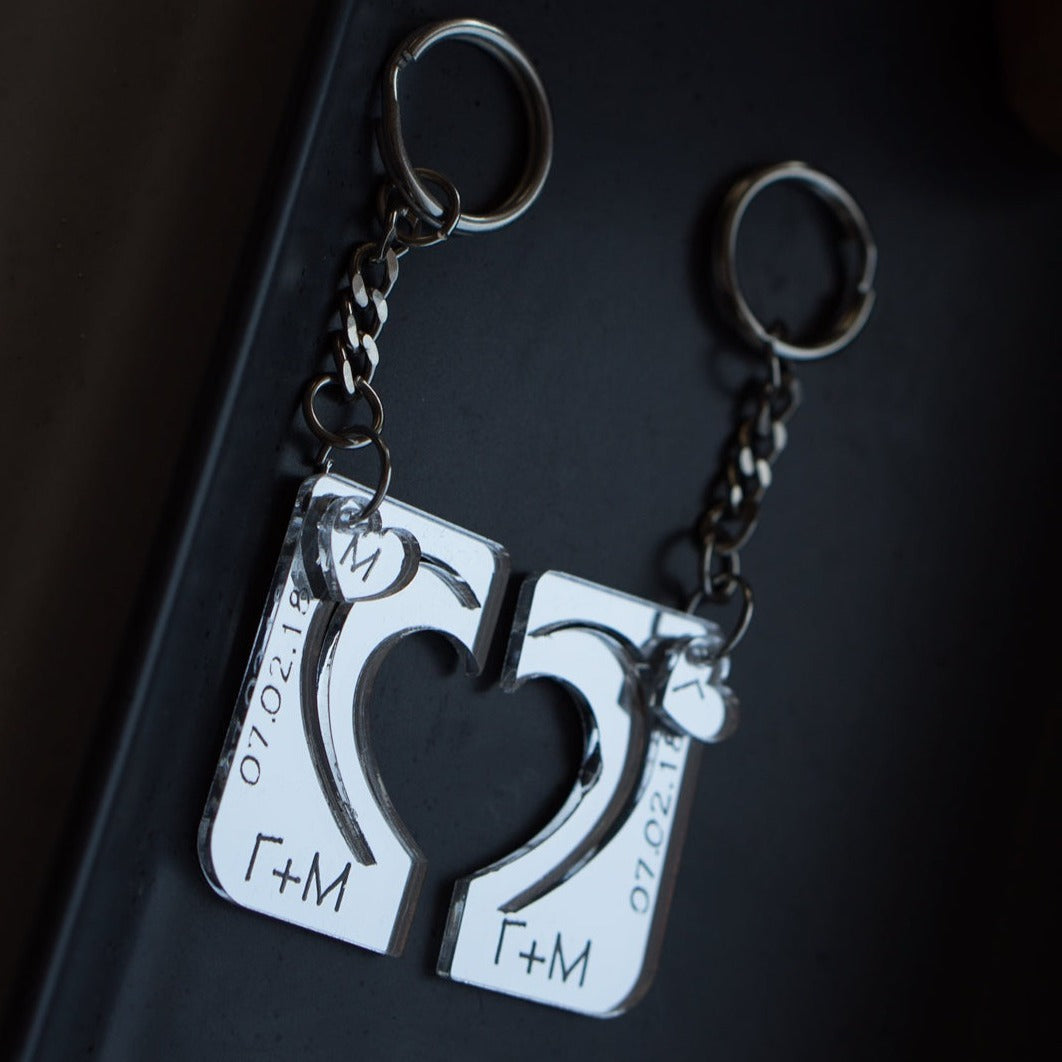 Σετ 2 τμχ Μπρελόκ plexiglass "Hidden Heart" με χάραξη