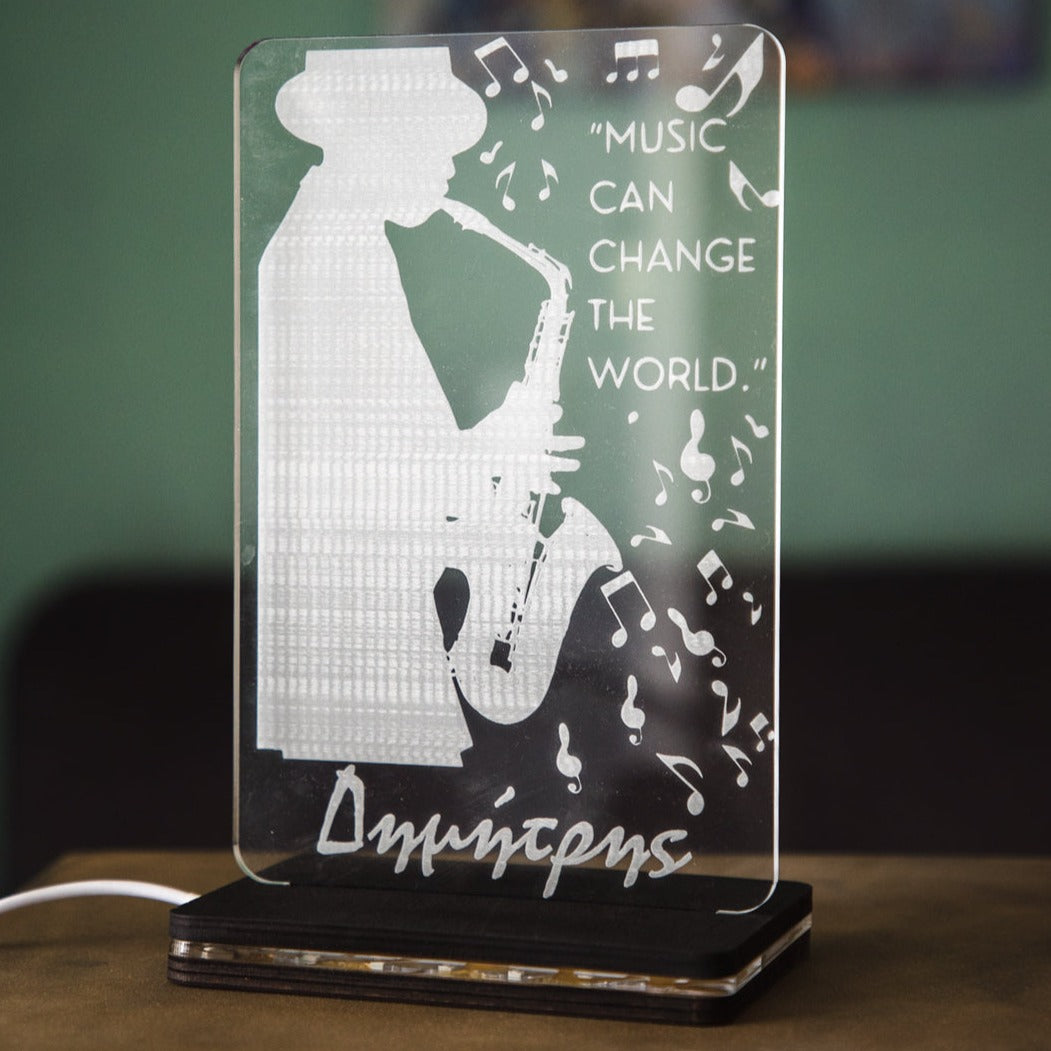 ΦΩΤΙΣΤΙΚΟ 3D LED "Music can change the World" με όνομα