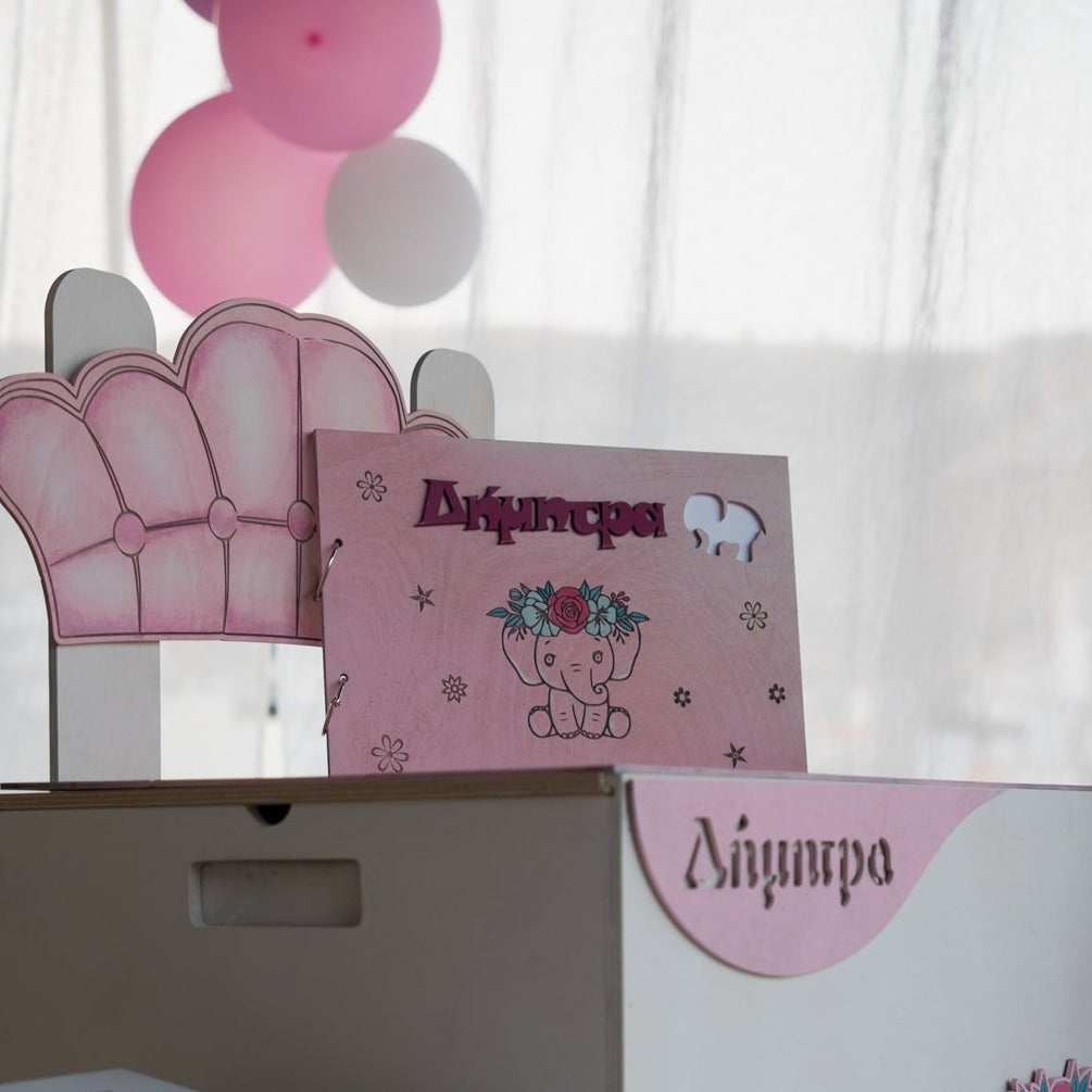 Ευχολόγιο Βάπτισης "Ροζ Ελεφαντάκι" με Όνομα