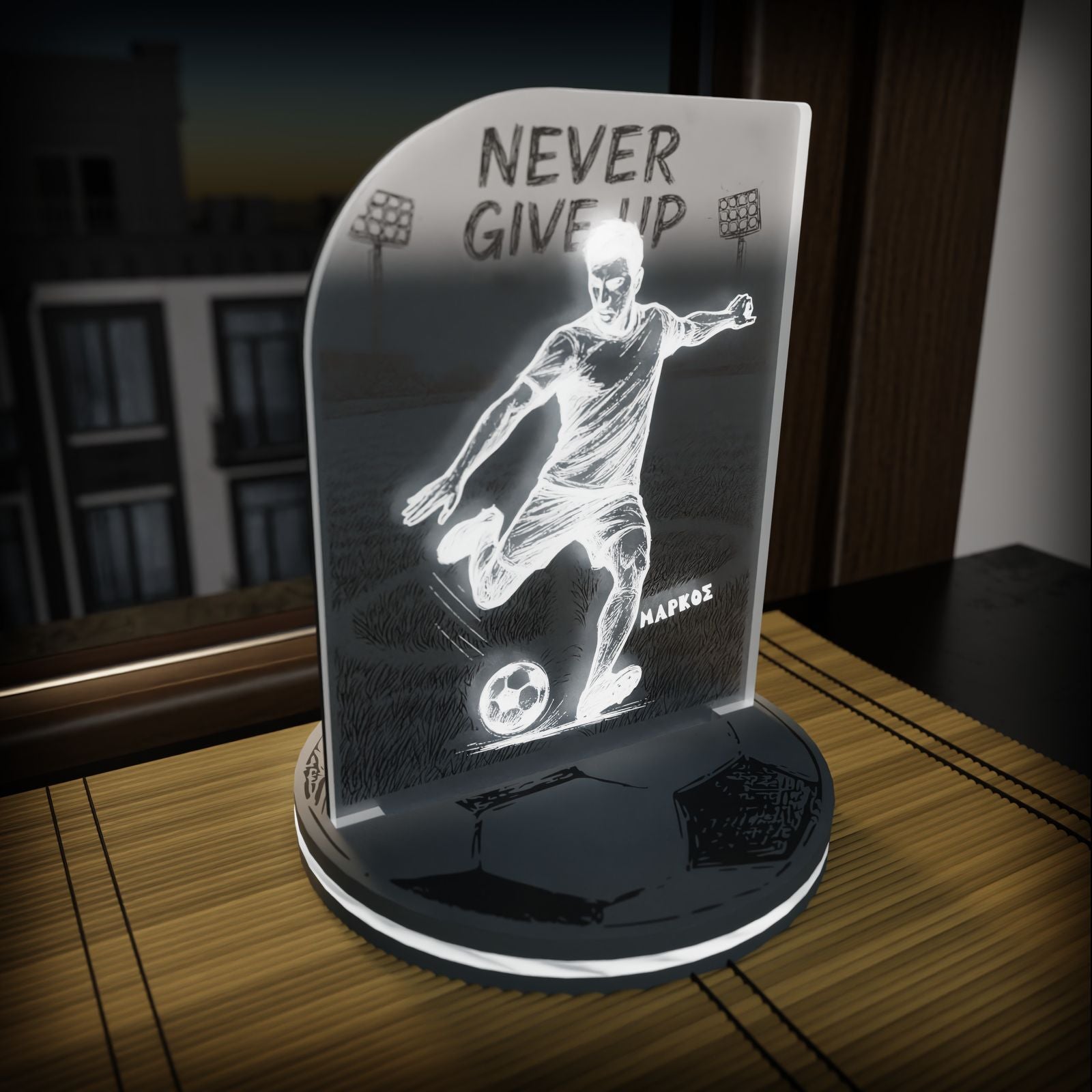"Never Give Up" Light Collection | Επιτραπέζιο Φωτιστικό "Football Player"