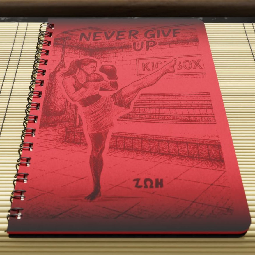 Ξύλινο Σημειωματάριο "Kick Boxing" και Όνομα της επιλογής σας (Γυναικεία Φιγούρα)