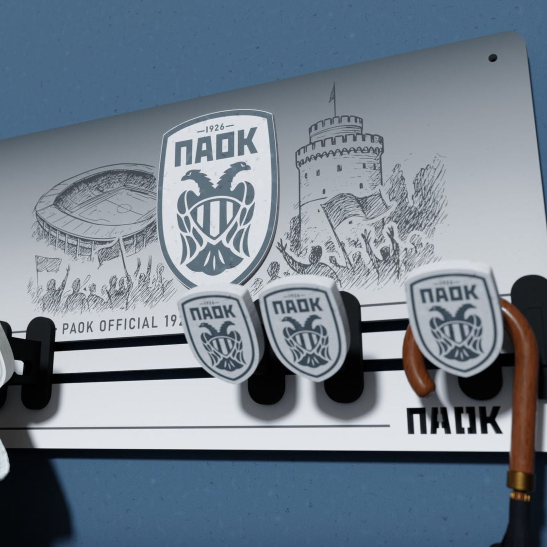 Κρεμάστρα Τοίχου 6 Θέσεων "PAOK LOGO" (34cm *19cm)