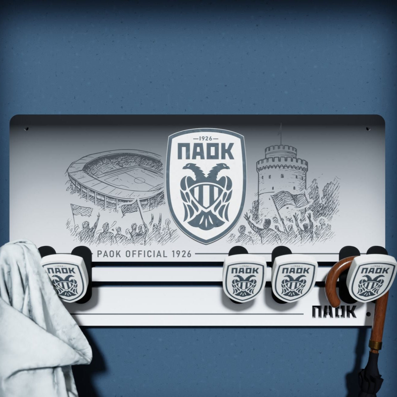 Κρεμάστρα Τοίχου 6 Θέσεων "PAOK LOGO" (34cm *19cm)