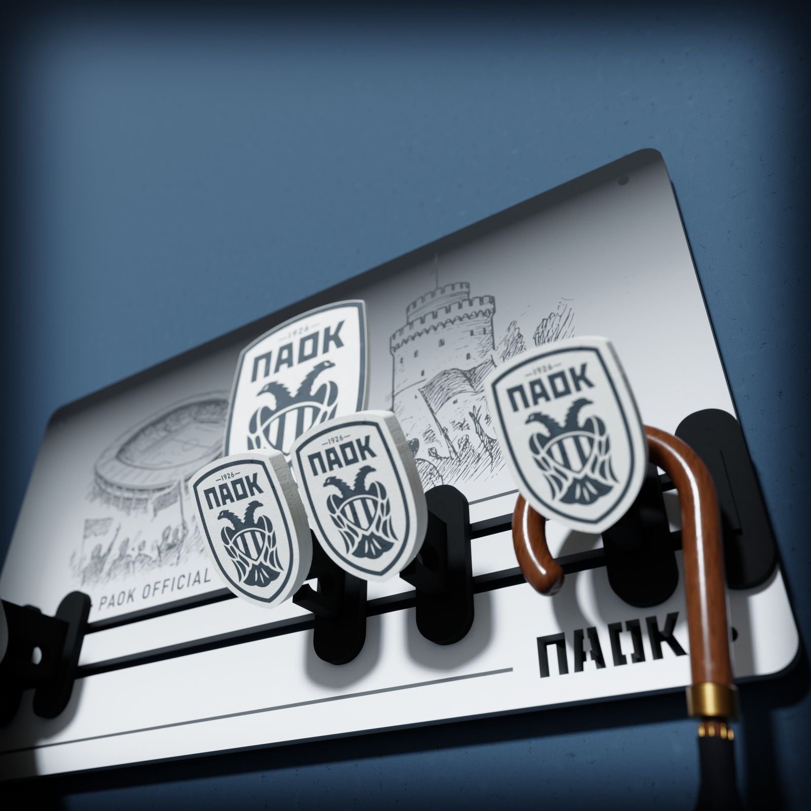 Κρεμάστρα Τοίχου 6 Θέσεων "PAOK LOGO" (34cm *19cm)