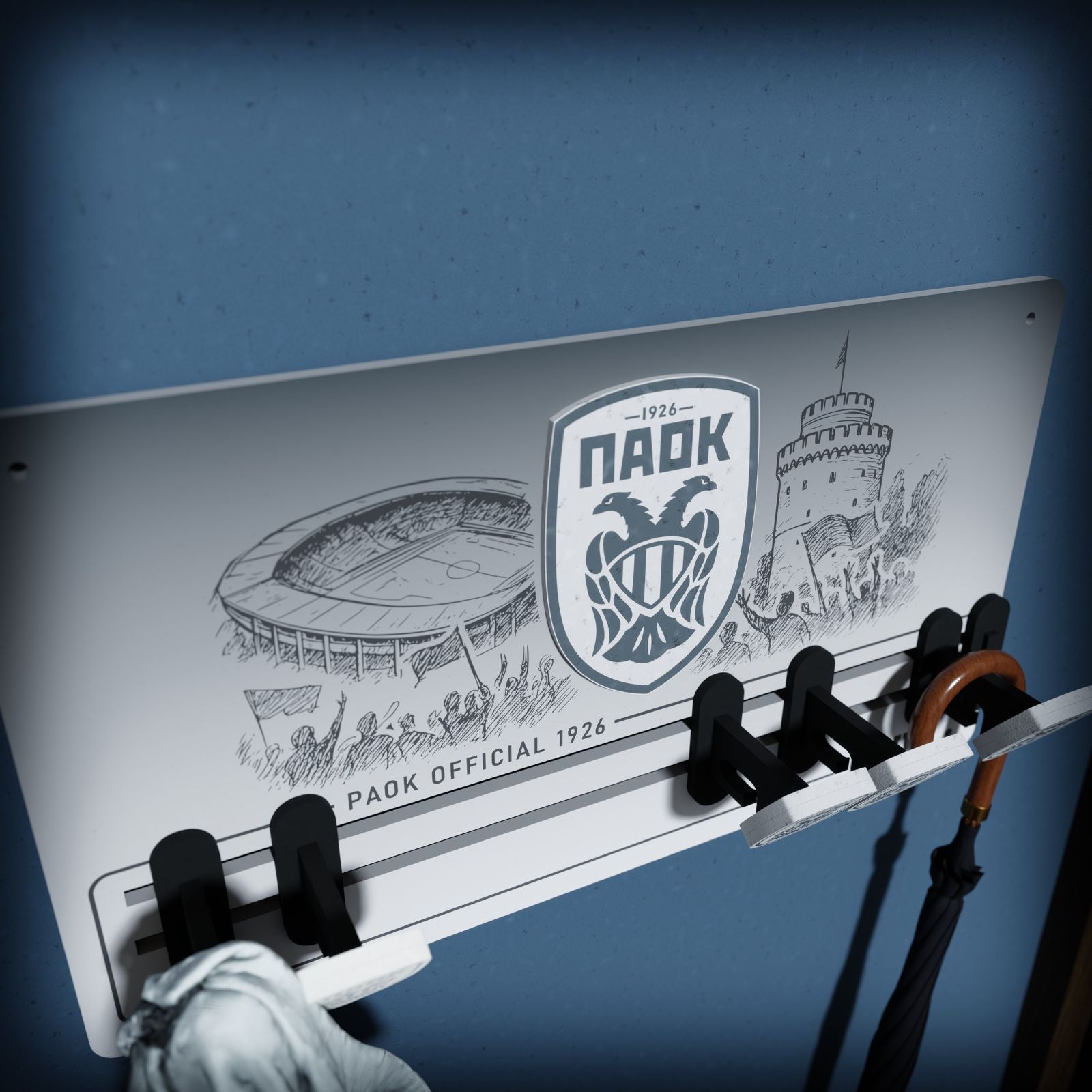 Κρεμάστρα Τοίχου 6 Θέσεων "PAOK LOGO" (34cm *19cm)