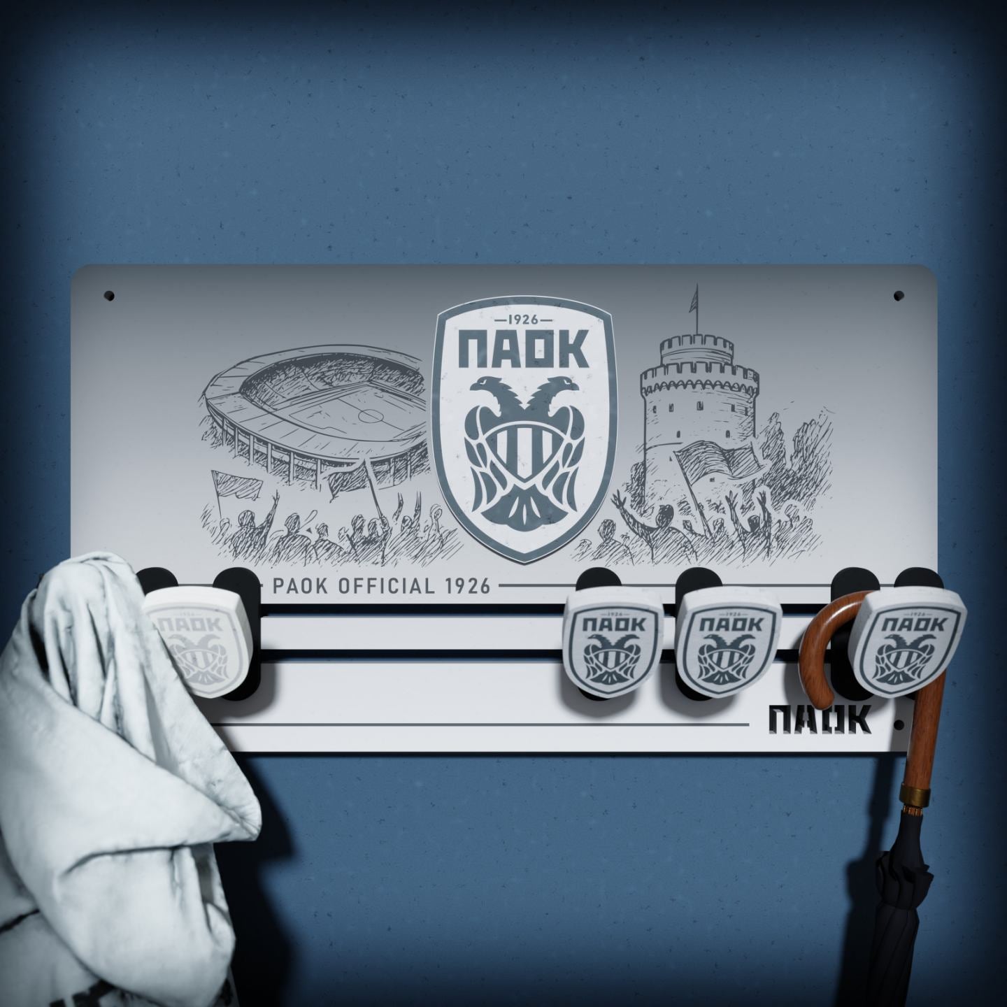 Κρεμάστρα Τοίχου 6 Θέσεων "PAOK LOGO" (34cm *19cm)