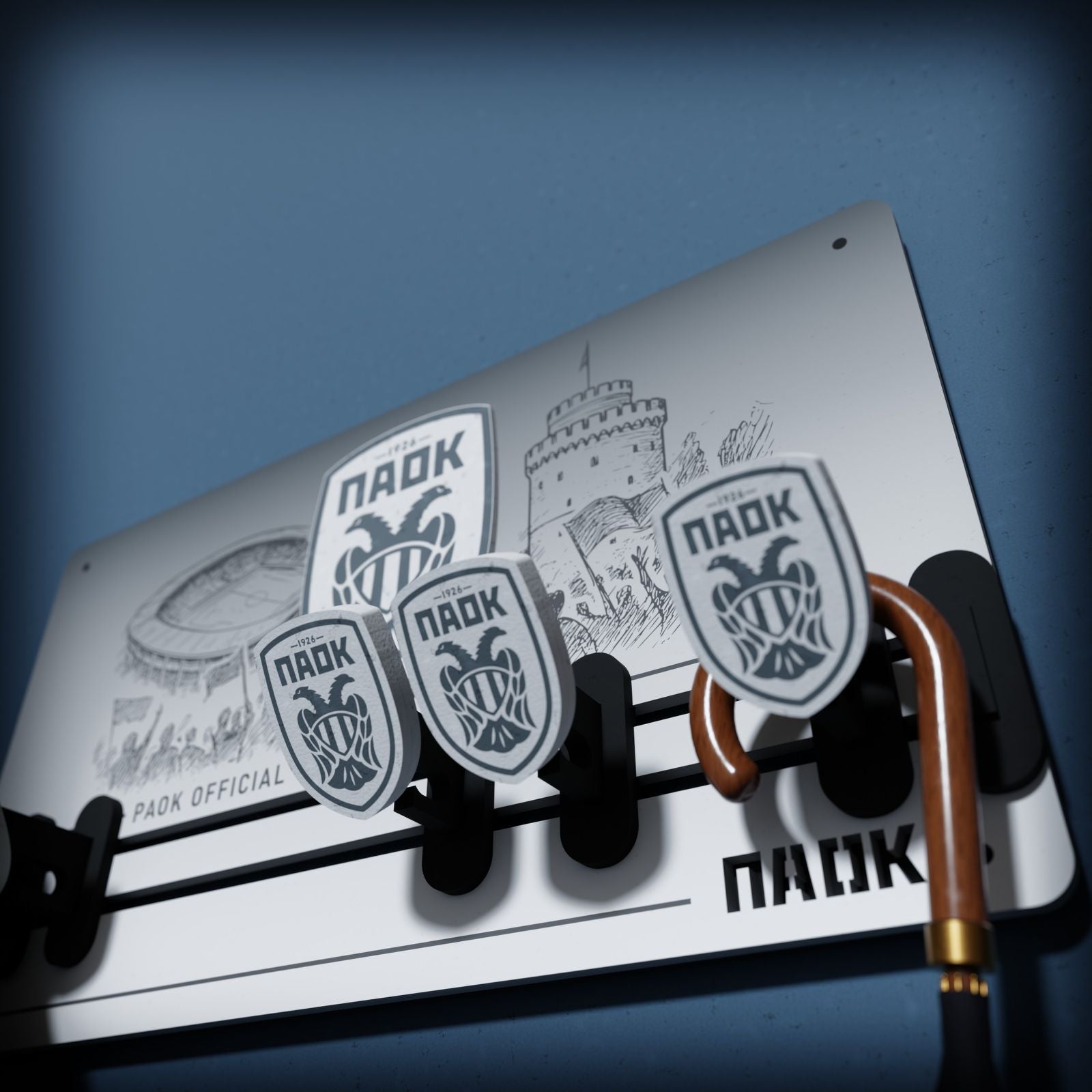 Κρεμάστρα Τοίχου 6 Θέσεων "PAOK LOGO" (34cm *19cm)