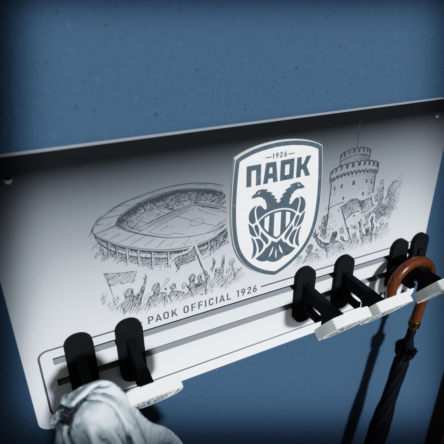 Κρεμάστρα Τοίχου 6 Θέσεων "PAOK LOGO" (34cm *19cm)