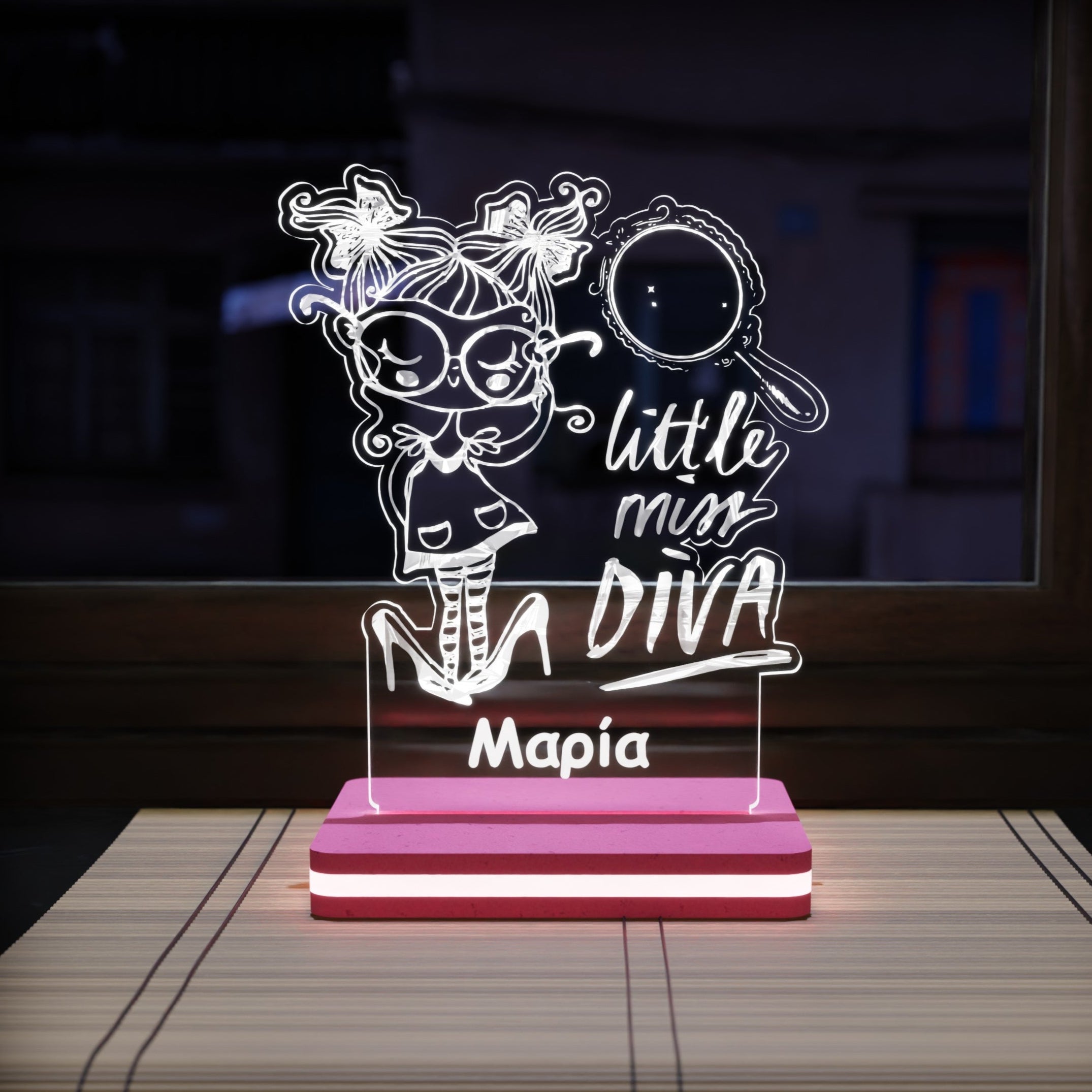 ΠΡΟΣΩΠΟΠΟΙΗΜΕΝΟ 3D LED "Little Miss Diva" με Όνομα