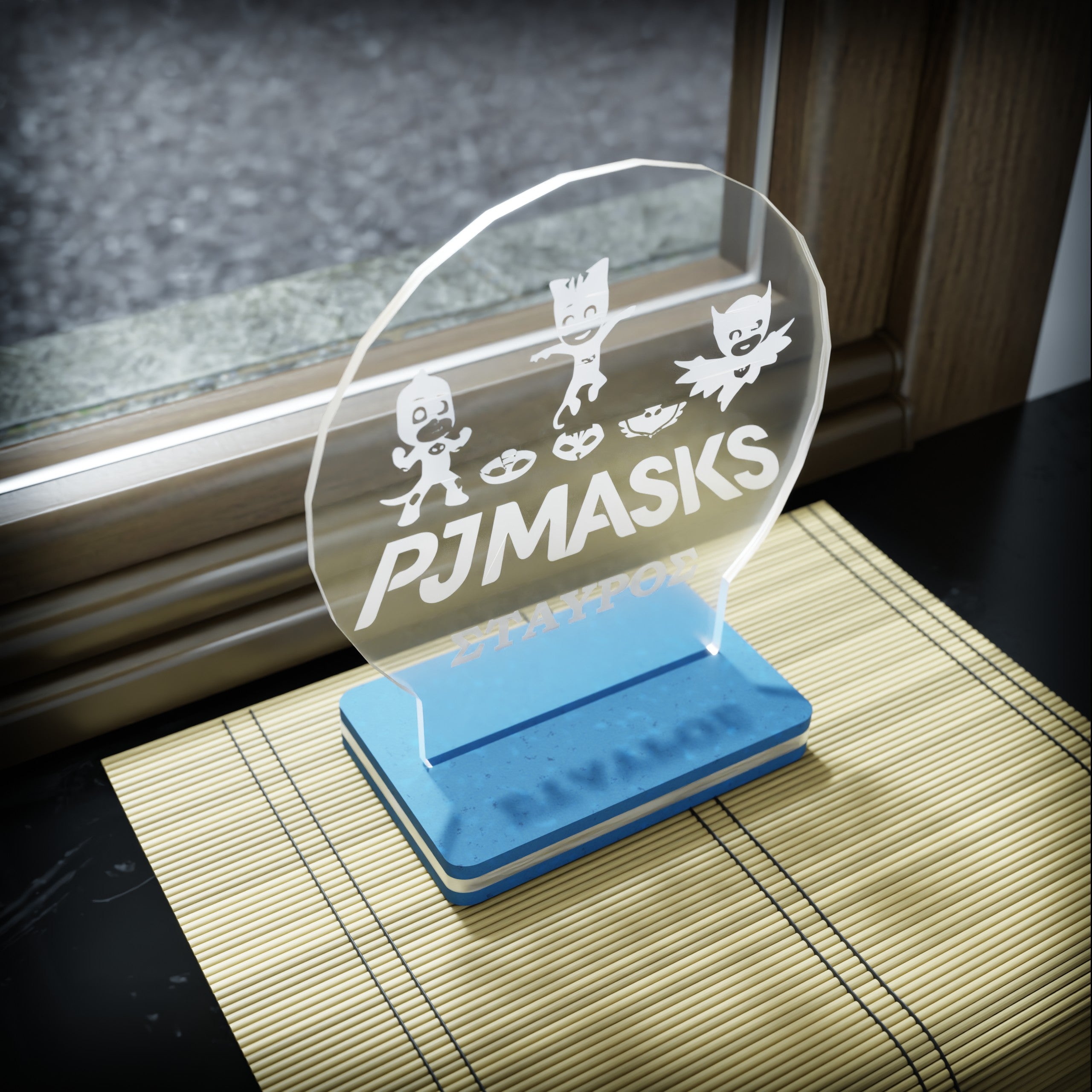 "PJ Masks" Σετ| Λαμπάδα & Επιτραπέζιο Φωτιστικό Led με Όνομα