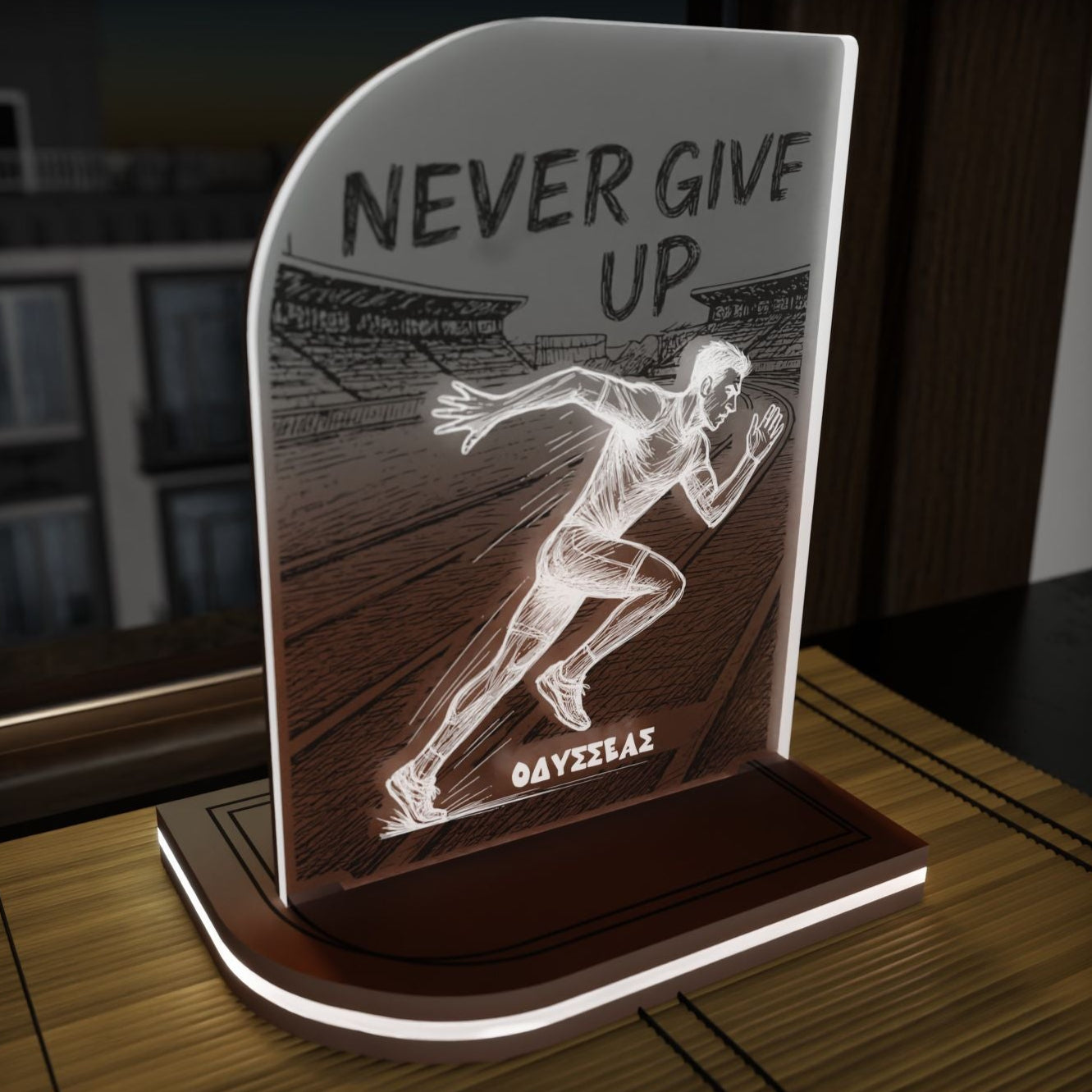 "Never Give Up" Light Collection| Επιτραπέζιο Φωτιστικό "Runner" με όνομα
