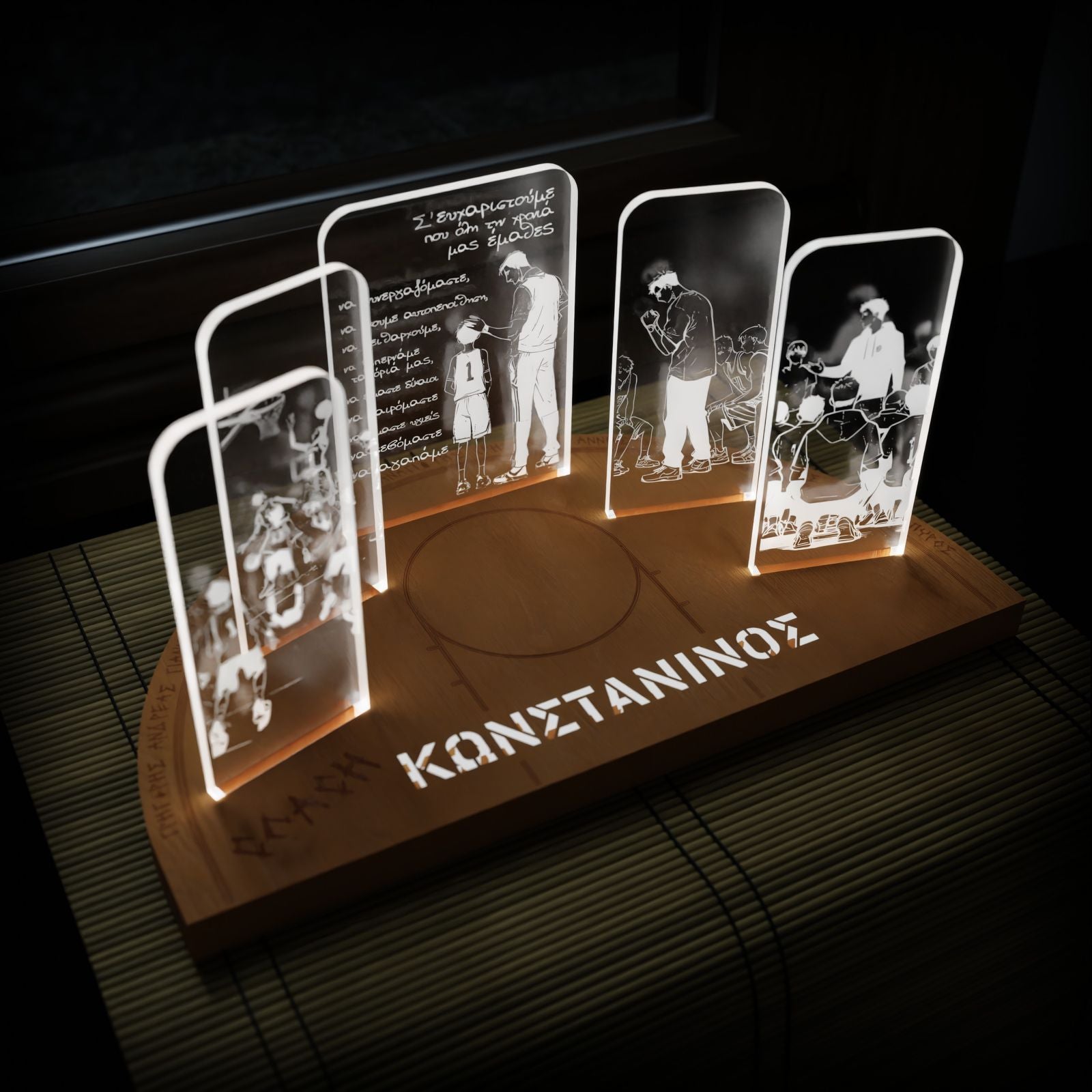 Επιτραπέζιο φωτιστικό | Αποχαιρετιστήριο Δώρο "Τhe Best Coach" για προπονητή Μπάσκετ