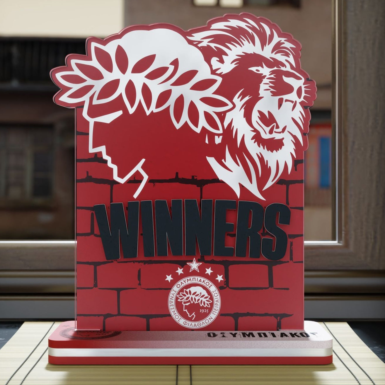 Επιτραπέζιο Led Φωτιστικό ΟΣΦΠ "Legend Winneres" με συνδυασμό ξύλου και plexiglass