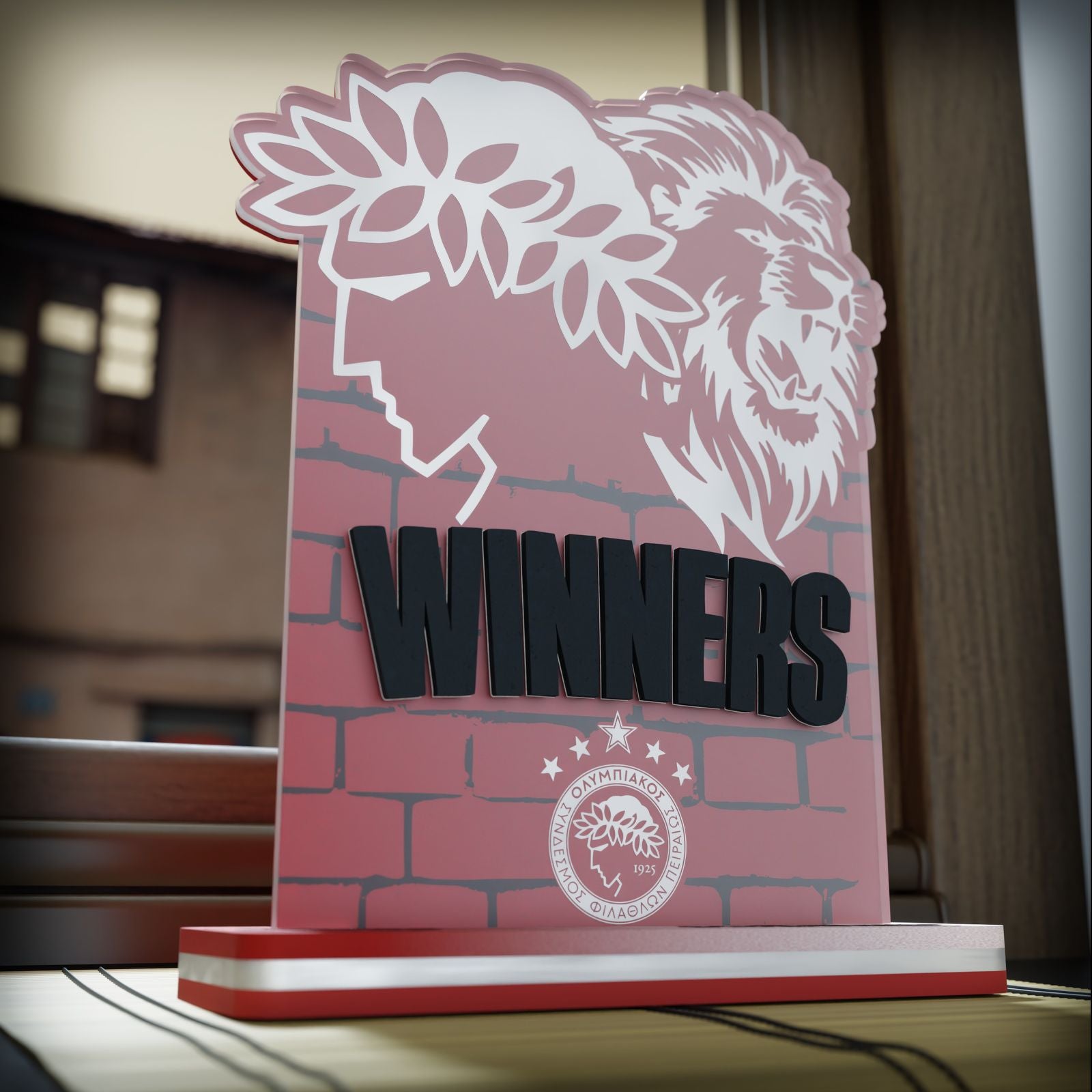 Επιτραπέζιο Led Φωτιστικό ΟΣΦΠ "Legend Winneres" με συνδυασμό ξύλου και plexiglass