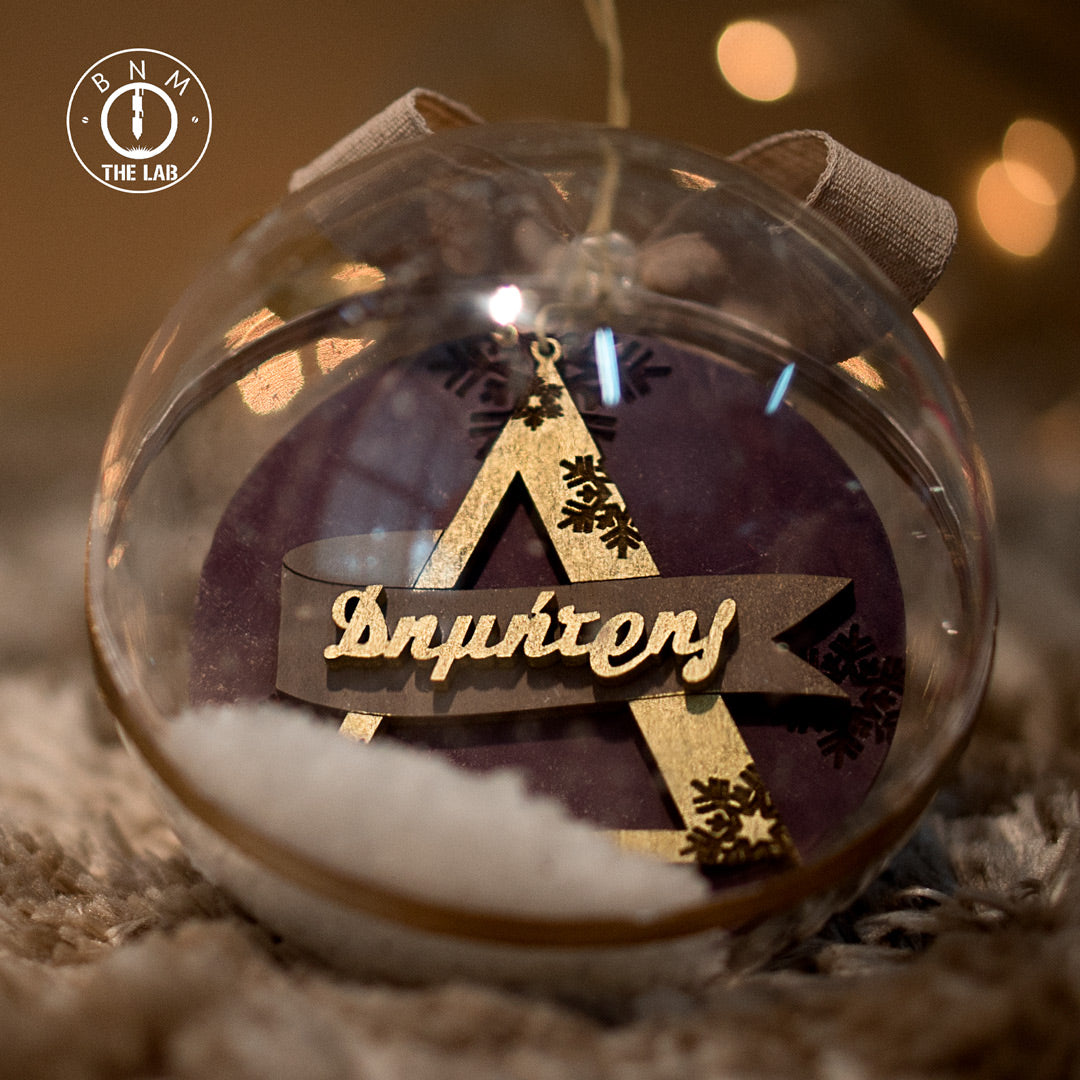 Χριστουγεννιάτικη Μπάλα με  Δύο Όψεις & Δύο Ονόματα (12cm)