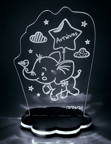 ΠΡΟΣΩΠΟΠΟΙΗΜΕΝΟ 3D LED ΦΩΤΙΣΤΙΚΟ "BABY FLYING ELEPHANT"