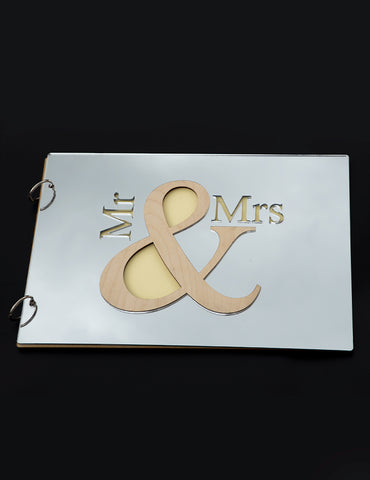 Mr & Mrs |Ευχολόγιο Γάμου Plexiglass Ασημί Καθρέφτης