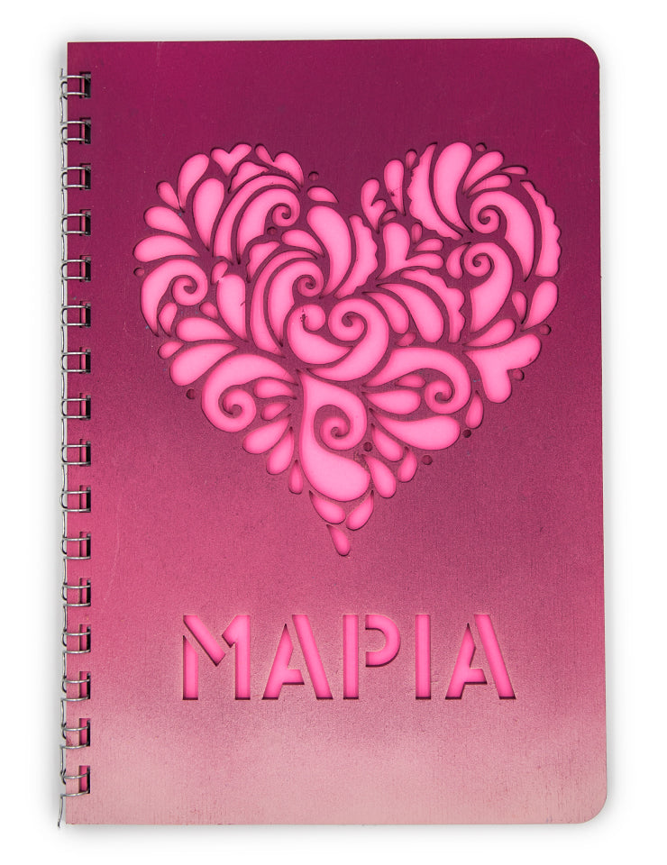 "Flower Heart"| Ξύλινο Τετράδιο με Όνομα