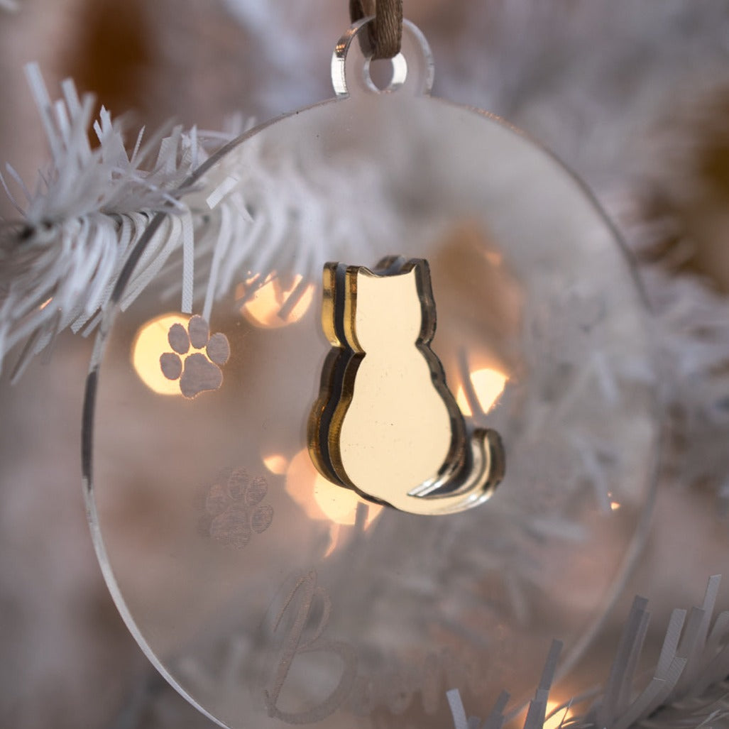 Στολίδι plexiglass με όνομα "Santa Cat"