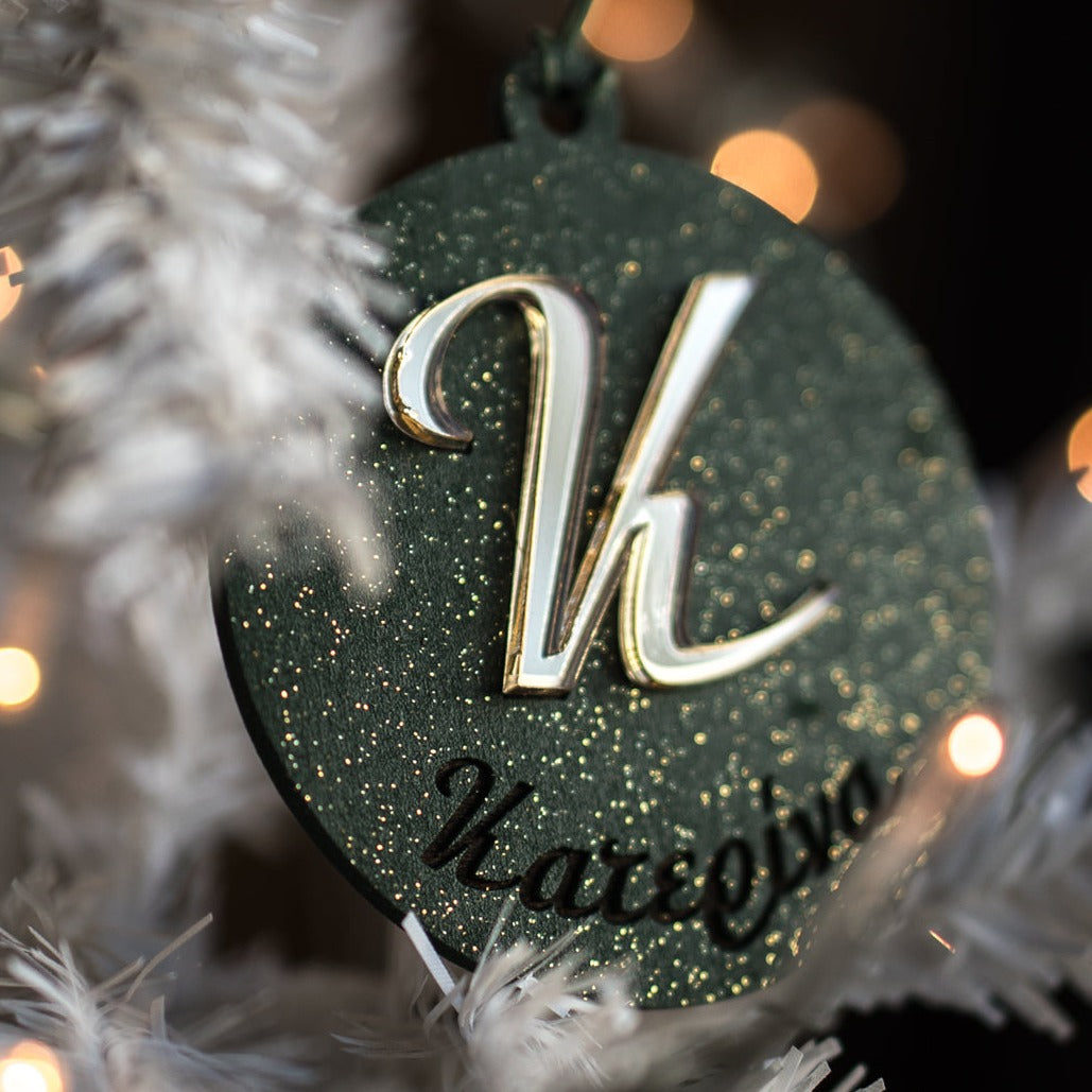 Ξύλινο Στολίδι με Plexiglass Μονόγραμμα & Όνομα