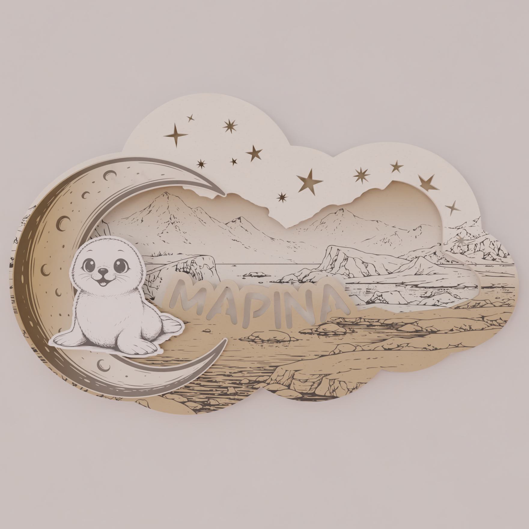 "Little Seal" | Επιτοίχιο Φωτιστικό σε θέμα Μικρή Φώκια με όνομα