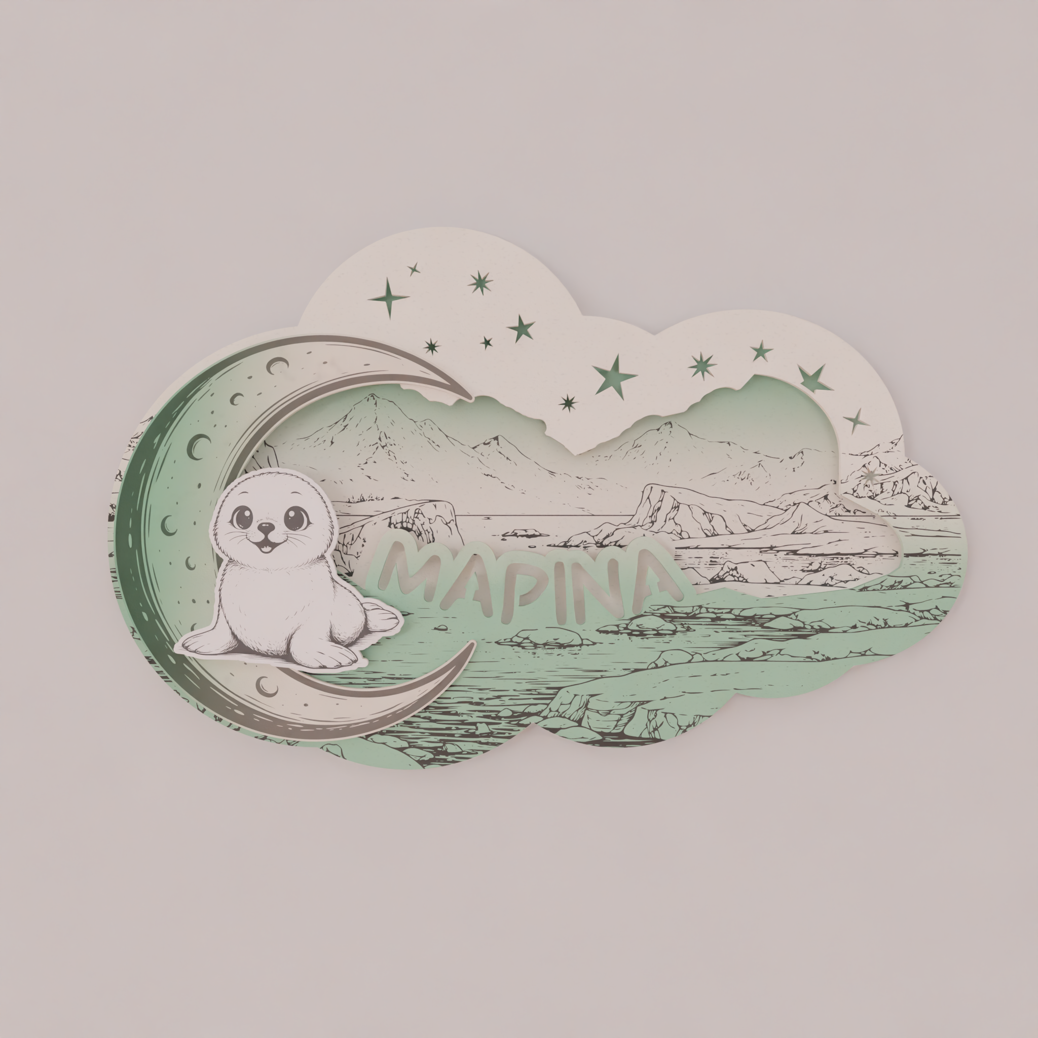 "Little Seal" | Επιτοίχιο Φωτιστικό σε θέμα Μικρή Φώκια με όνομα