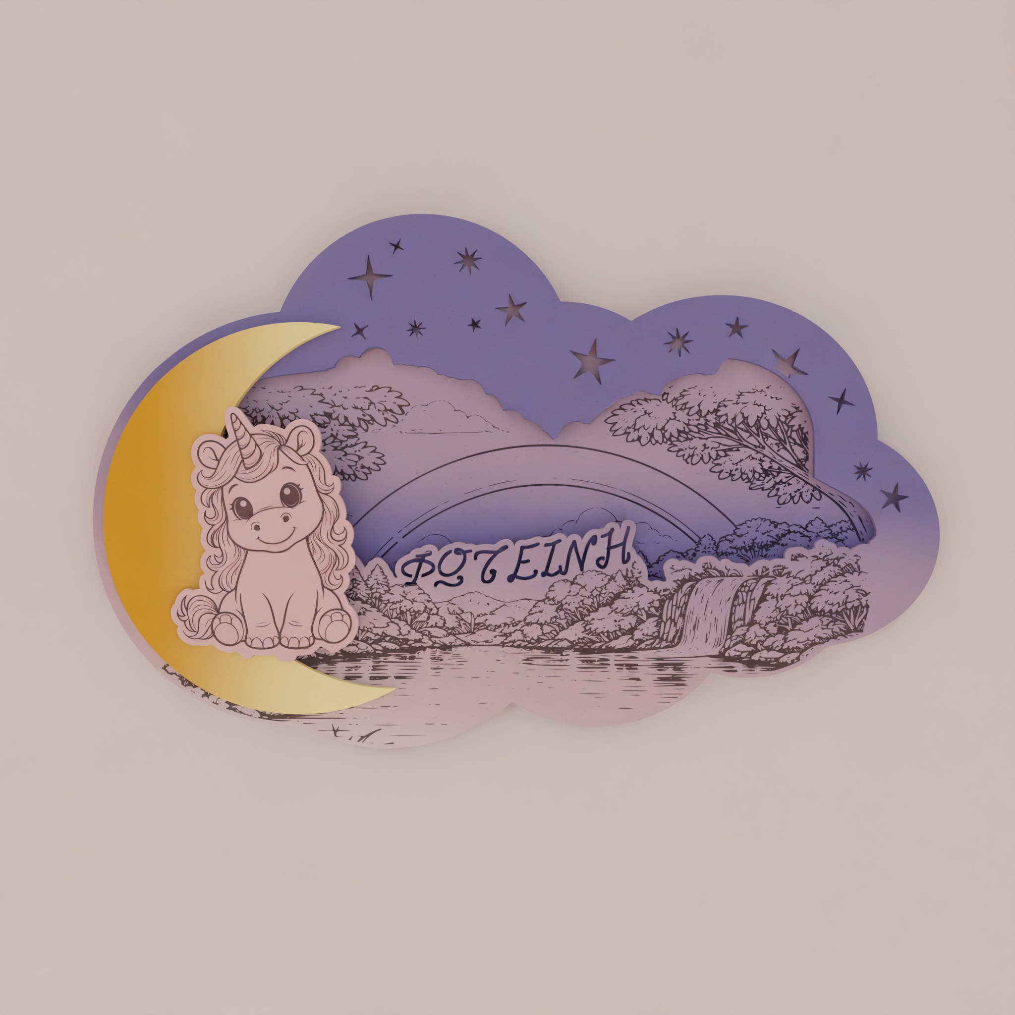 " Cute Unicorn " | Επιτοίχιο Φωτιστικό με όνομα  σε θέμα "Μονόκερος"