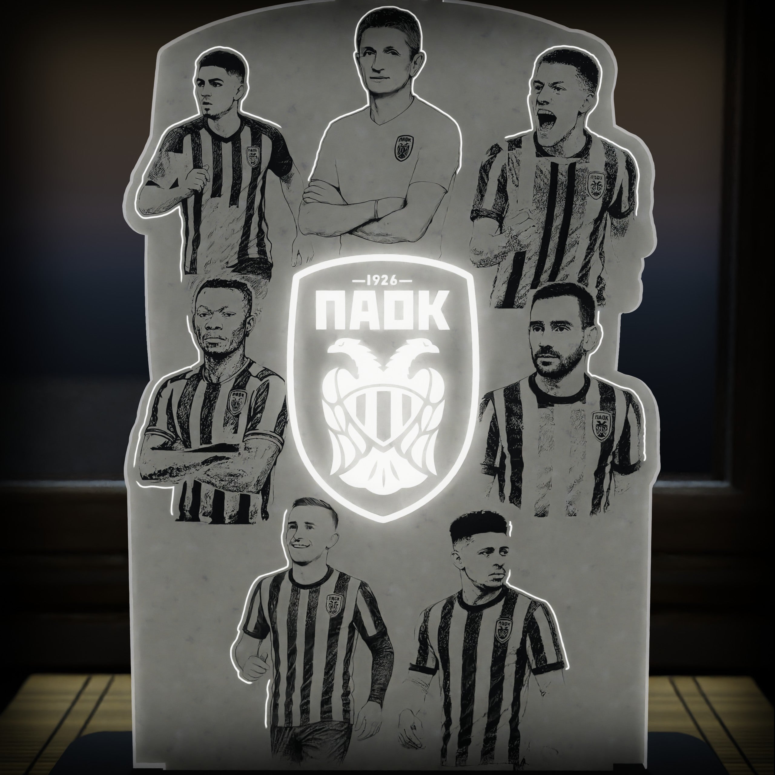 "PAOK Team Season 25-26" |Επιτραπέζιο Led με Προσωπογραφίες Παικτών