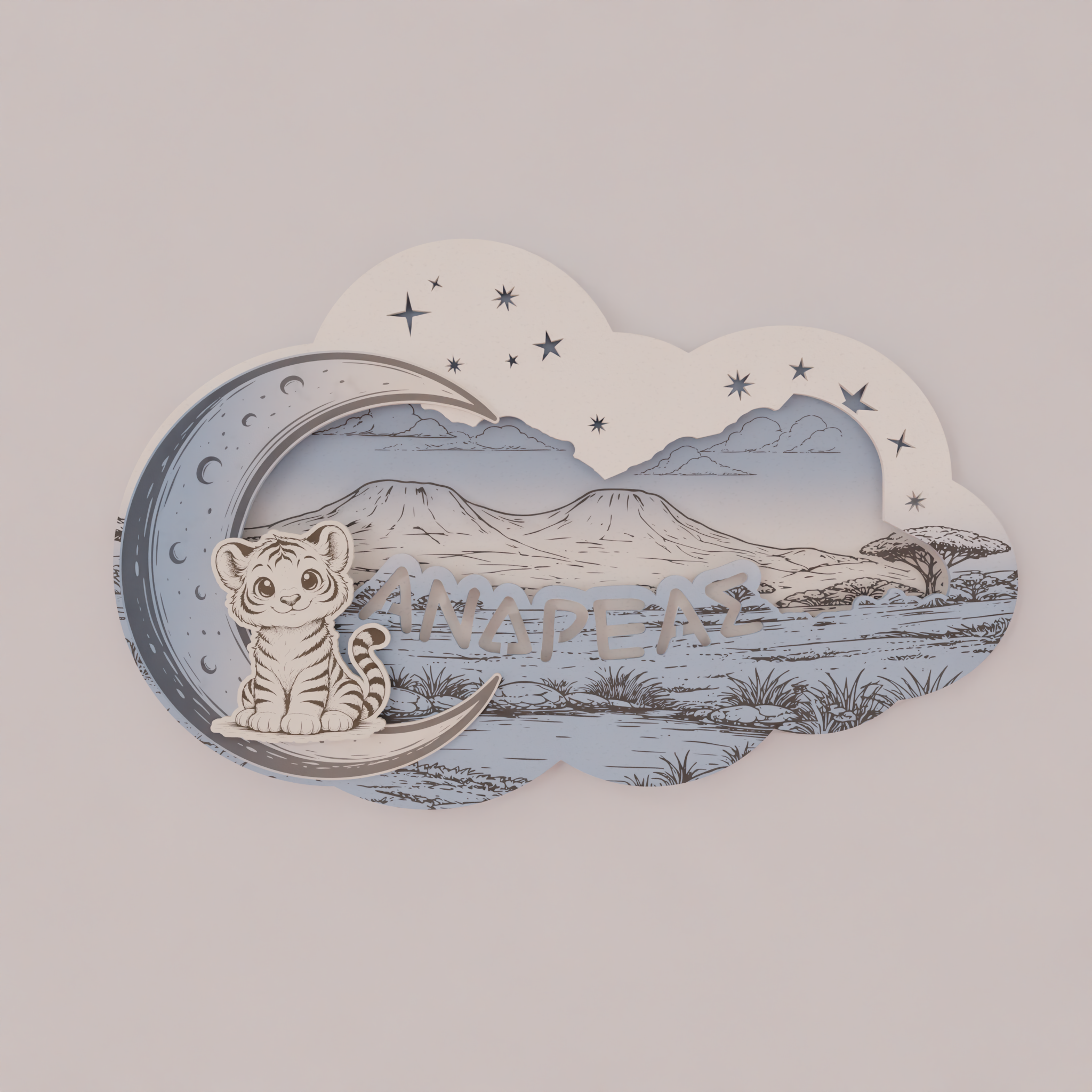 "Little Tiger" | Επιτοίχιο Φωτιστικό σε θέμα "Μικρό Τιγράκι" με όνομα