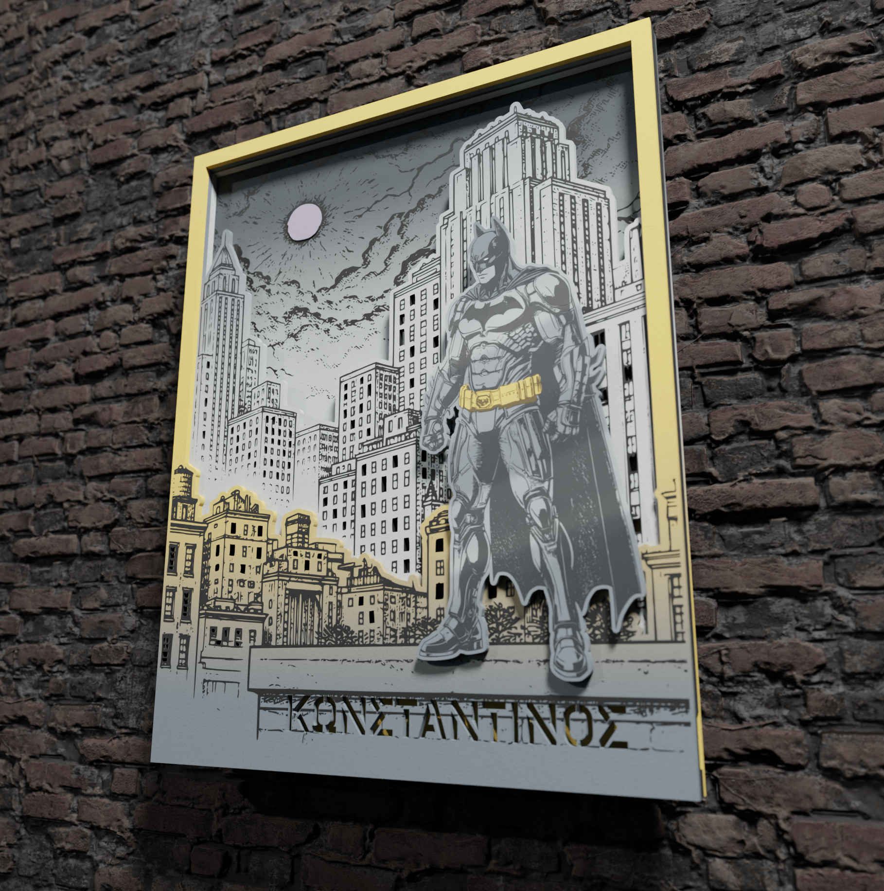 "SUPERHERO I: Μπάτμαν" Σετ"| Λαμπάδα & Επιτοίχιο Φωτιζόμενο κάδρο με Όνομα