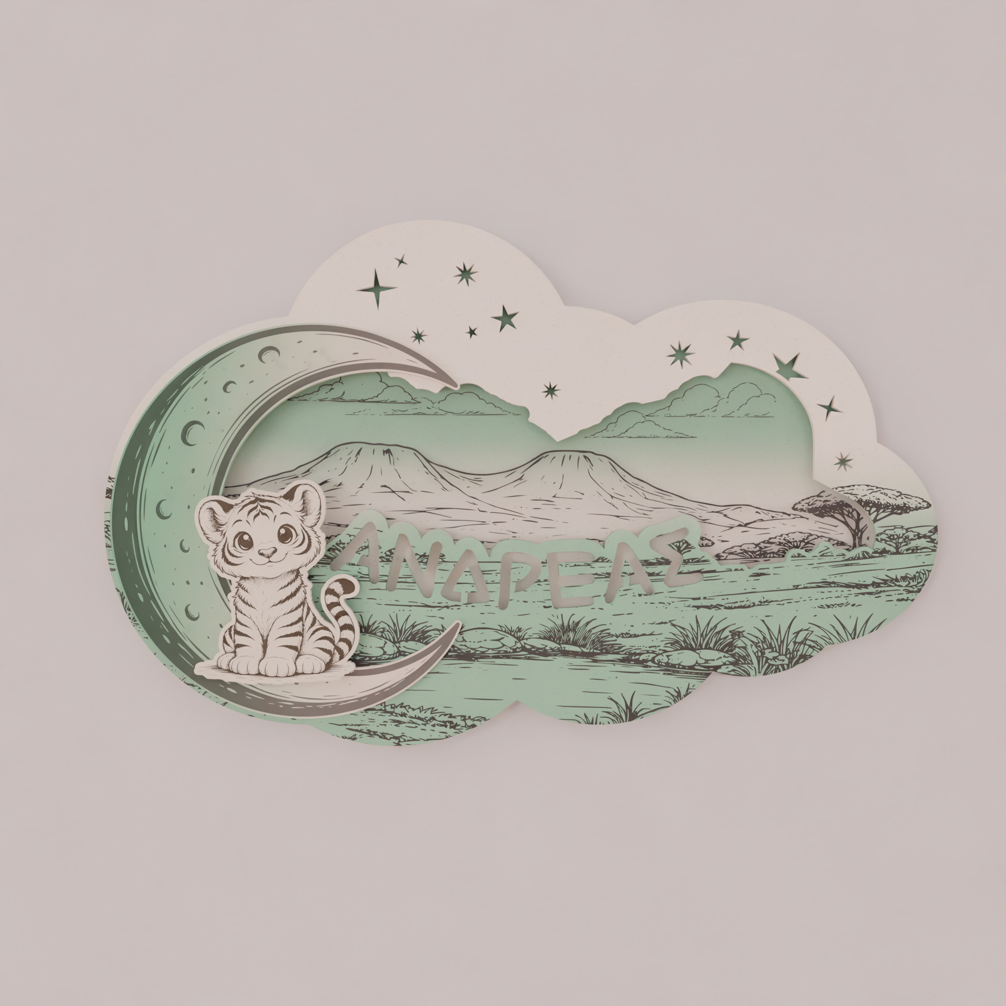 "Little Tiger" | Επιτοίχιο Φωτιστικό σε θέμα "Μικρό Τιγράκι" με όνομα