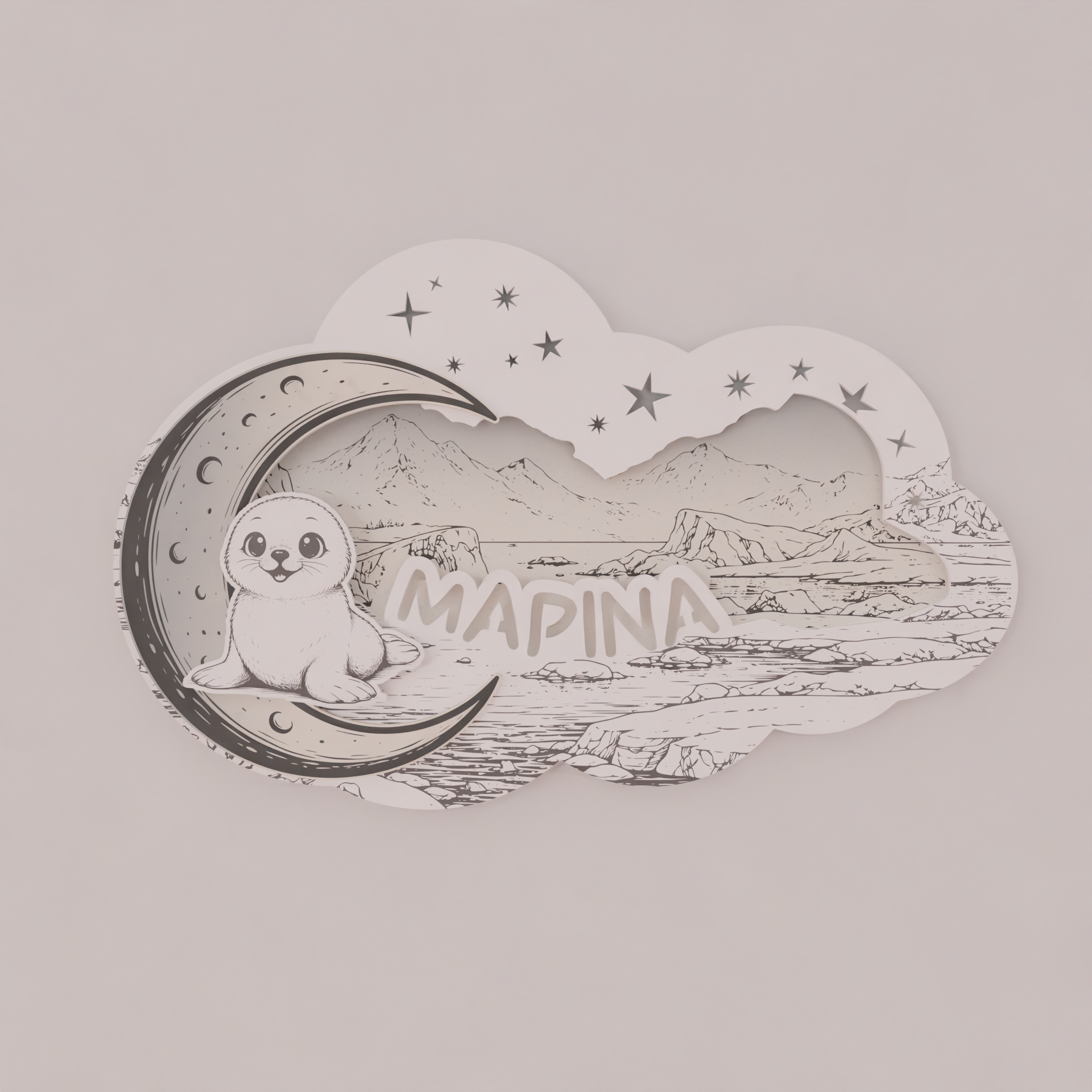 “Little Seal – Μικρή Φώκια”|Σετ Πασχαλινή Λαμπάδα & Επιτοίχιο Φωτιστικό με Όνομα