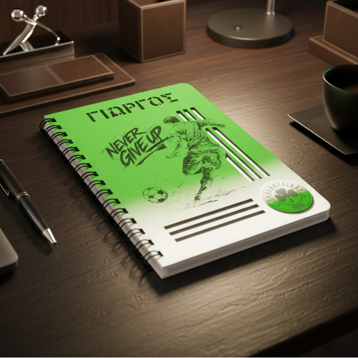 Ξύλινο Τετράδιο “Football Player” με Όνομα & Δυνατότητα Προσθήκης Σήματος / Συλλόγου ⚽