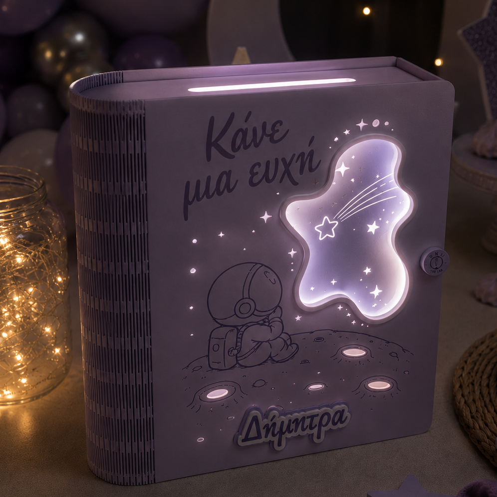 Φωτιζόμενο Ευχολόγιο Κουμπαράς "Little Astronaut" με Όνομα
