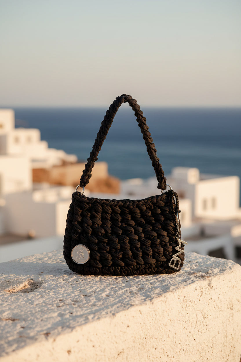 NOIR| Handmade Personalized Statement Bag με λουράκι (δυνατότητα προσωποποίησης)