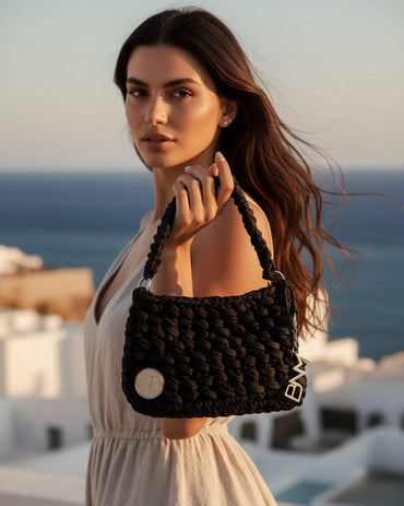 NOIR| Handmade Personalized Statement Bag με λουράκι (δυνατότητα προσωποποίησης)