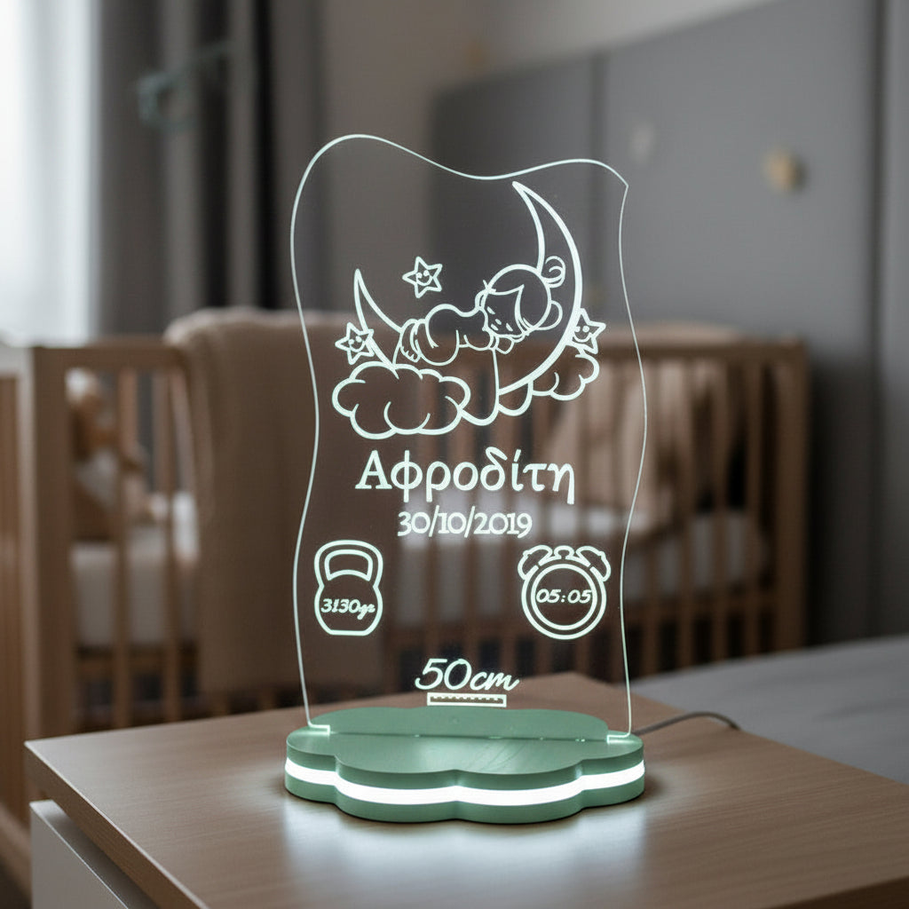 ΠΡΟΣΩΠΟΠΟΙΗΜΕΝΟ 3D LED ΦΩΤΙΣΤΙΚΟ "BABY ON THE MOON"