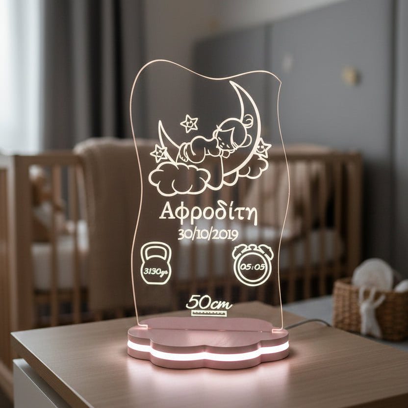 ΠΡΟΣΩΠΟΠΟΙΗΜΕΝΟ 3D LED ΦΩΤΙΣΤΙΚΟ "BABY ON THE MOON"