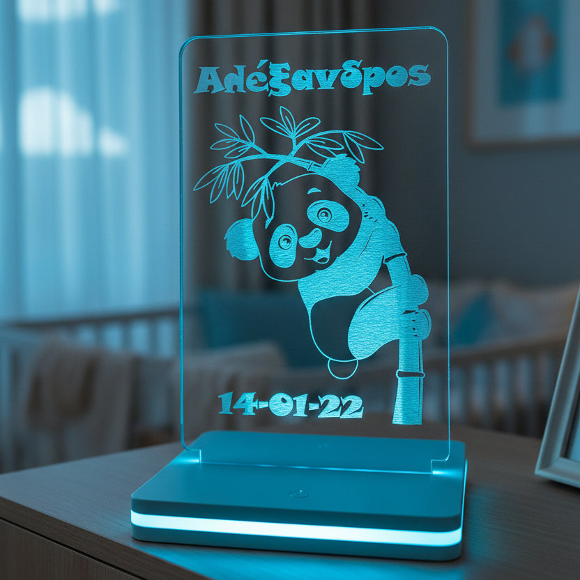 Προσωποποιημένο 3D LED Φωτιστικό "Baby Panda"