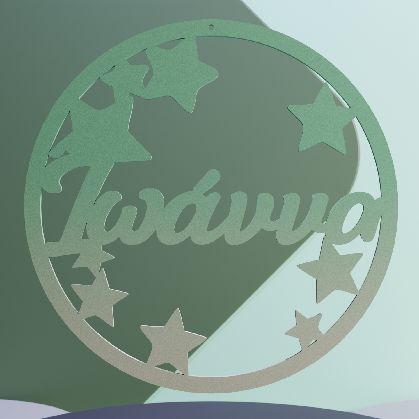 Ξύλινο Κρεμαστό Στεφάνι "Stars" με Όνομα Custom σε απόχρωση της επιλογής σας (33cm)