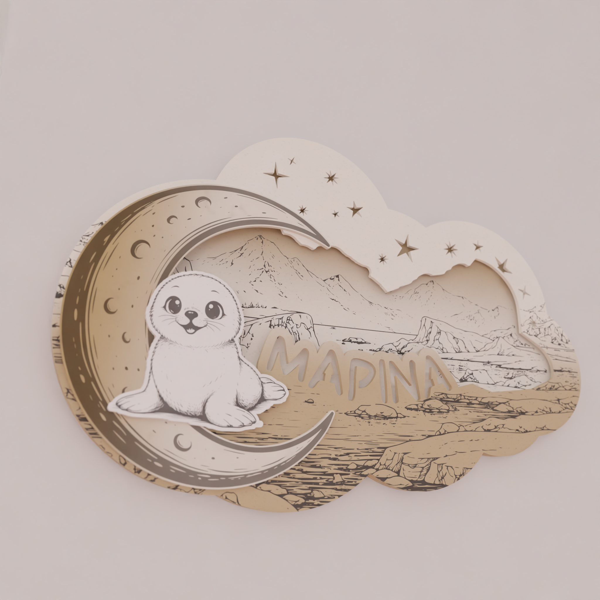 "Little Seal" | Επιτοίχιο Φωτιστικό σε θέμα Μικρή Φώκια με όνομα