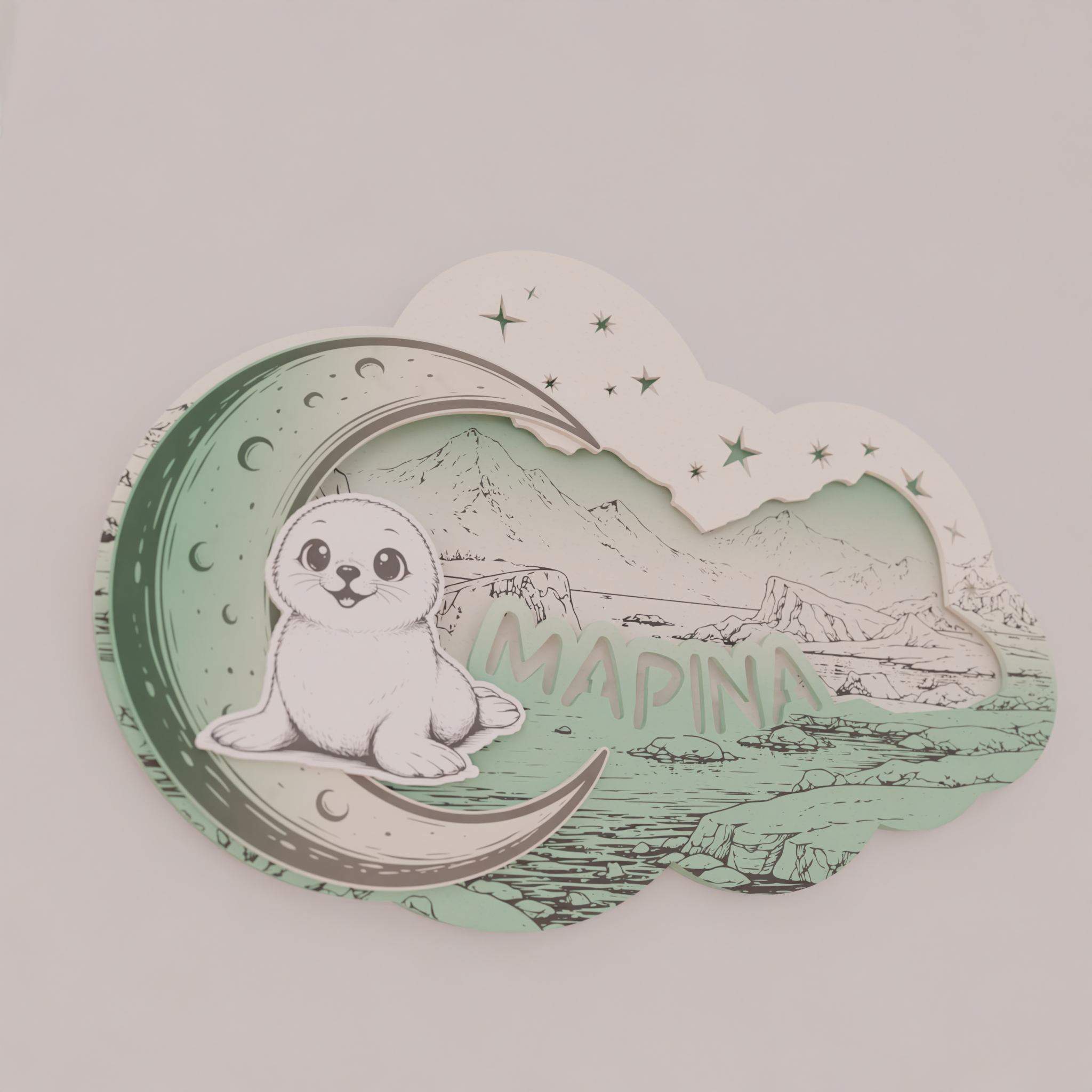 "Little Seal" | Επιτοίχιο Φωτιστικό σε θέμα Μικρή Φώκια με όνομα