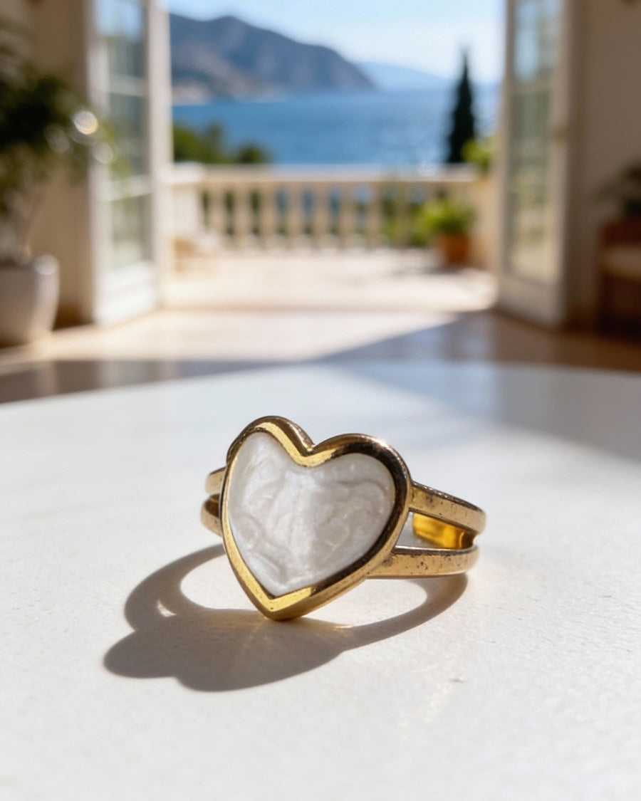 Δαχτυλίδι "Marble Heart" από επιχρυσωμένο ατσάλι