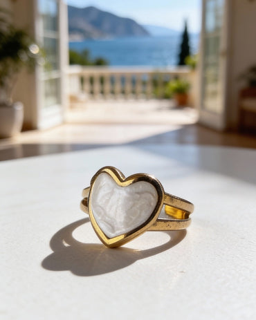 Δαχτυλίδι "Marble Heart" από επιχρυσωμένο ατσάλι