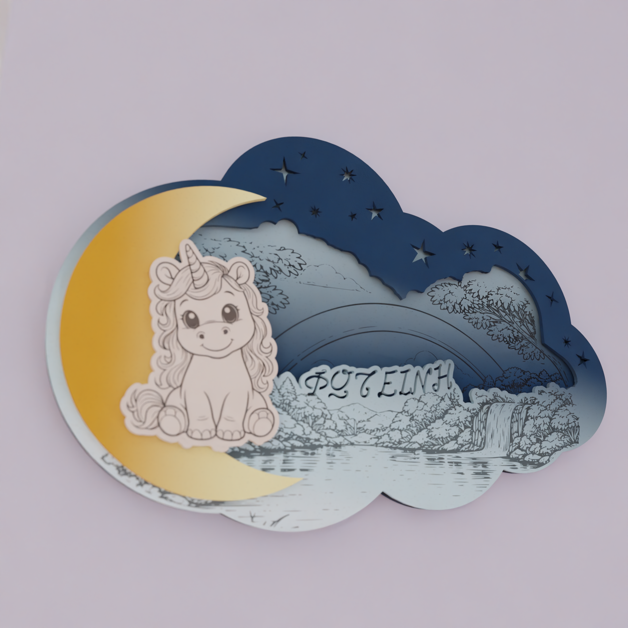 " Cute Unicorn " | Επιτοίχιο Φωτιστικό με όνομα  σε θέμα "Μονόκερος"