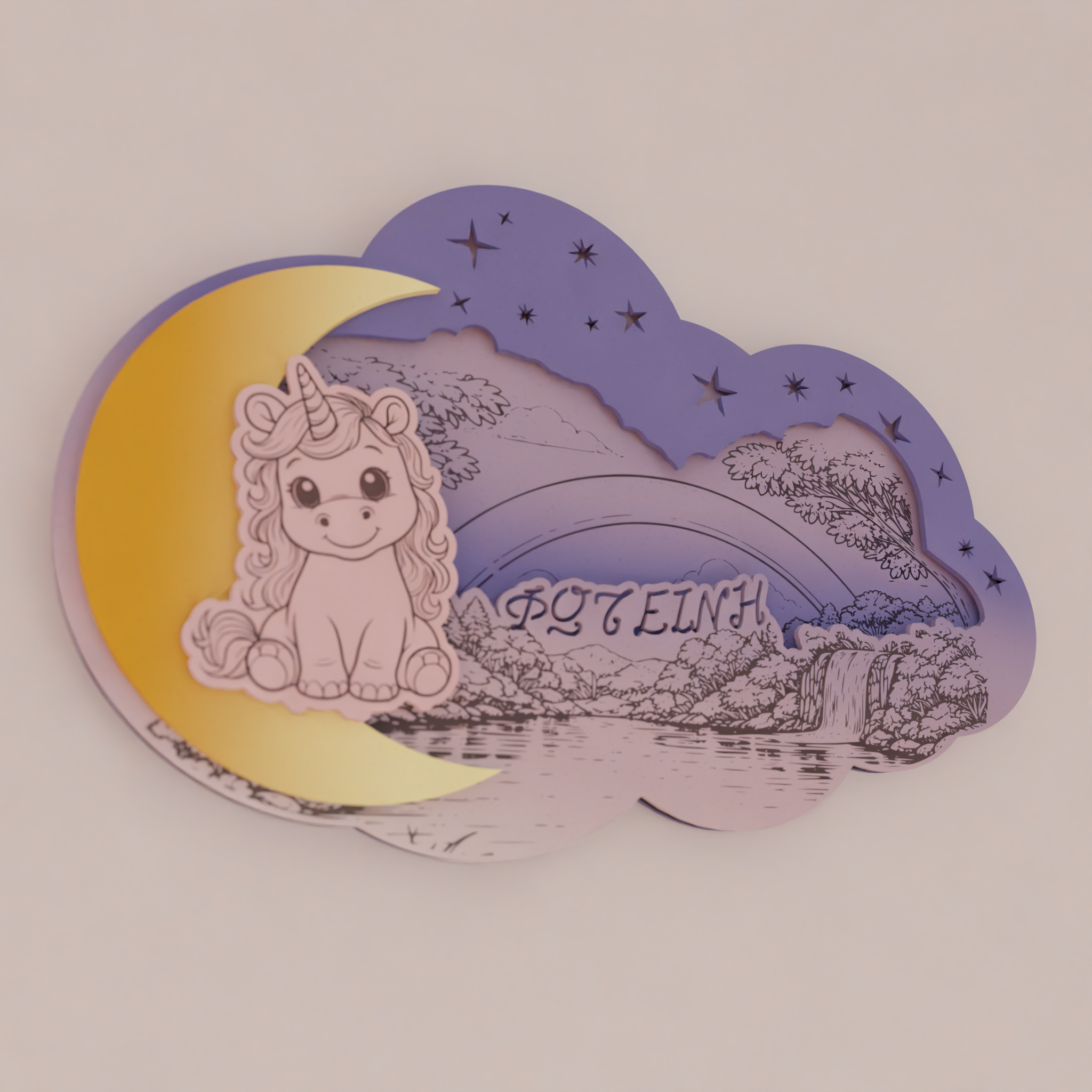 " Cute Unicorn " | Επιτοίχιο Φωτιστικό με όνομα  σε θέμα "Μονόκερος"