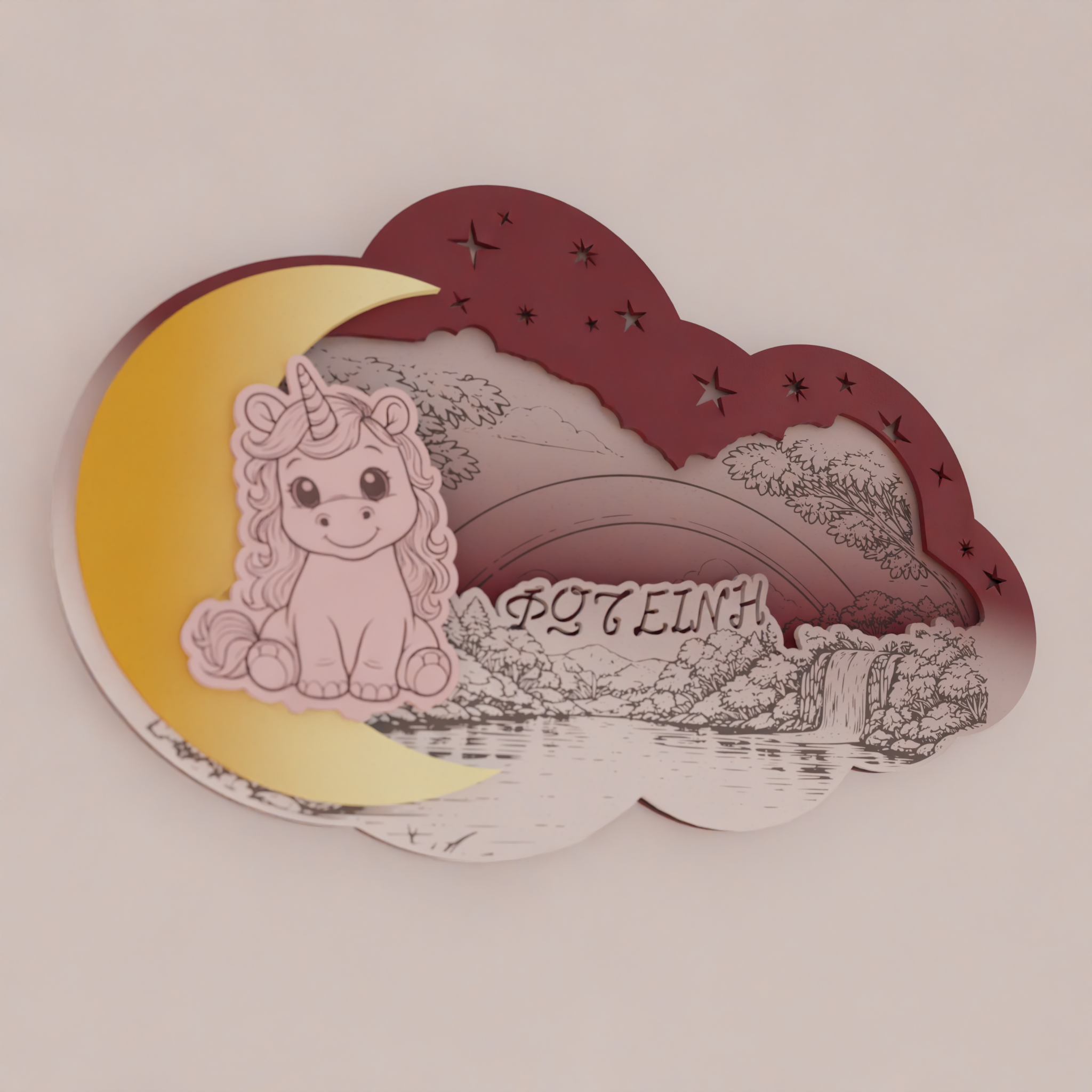 " Cute Unicorn " | Επιτοίχιο Φωτιστικό με όνομα  σε θέμα "Μονόκερος"