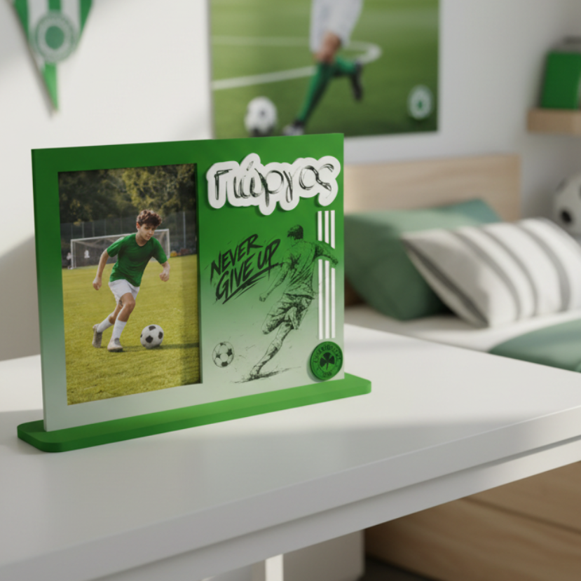 Ξύλινη Προσωποποιημένη Κορνίζα " Football Player" με Όνομα κα Προσθήκη Σήματος