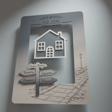 Φωτιζόμενο Προσωποποιημένο Κάδρο "Family Home" με ονόματα οικογένειας (31cm *23cm)